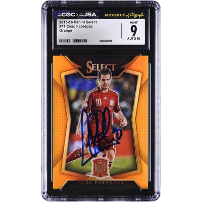 Cesc Fàbregas Spain National Team Autographed 2015-16 Panini Select Orange #71 #/149 CGC Authenticated 9/10 Card