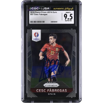 Cesc Fàbregas Spain National Team Autographed 2016 Panini Prizm UEFA Euro #37 CGC Authenticated 9.5/10 Card