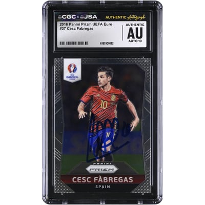 Cesc Fàbregas Spain National Team Autographed 2016 Panini Prizm UEFA Euro #37 CGC Authenticated AUTO 10 Card