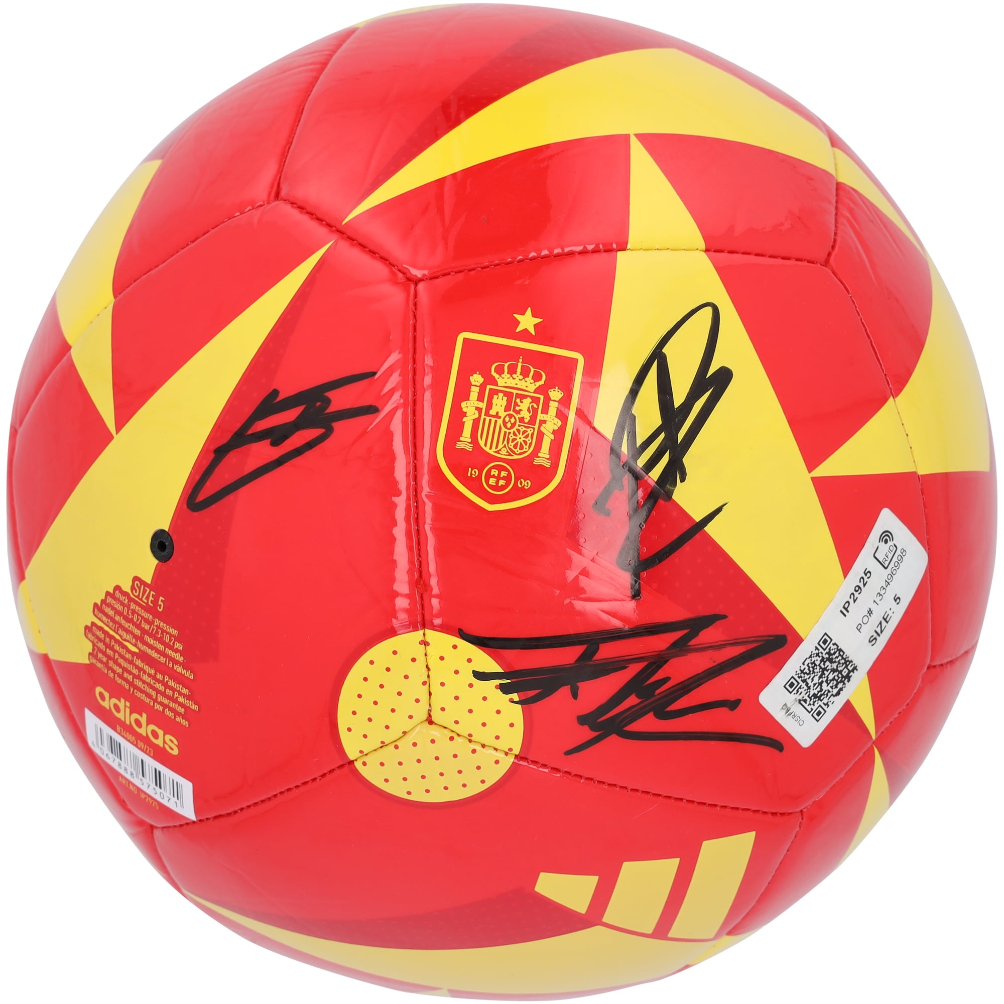 Fermin Lopez, Gavi & Pedri Spain National Team Autographed adidas 
