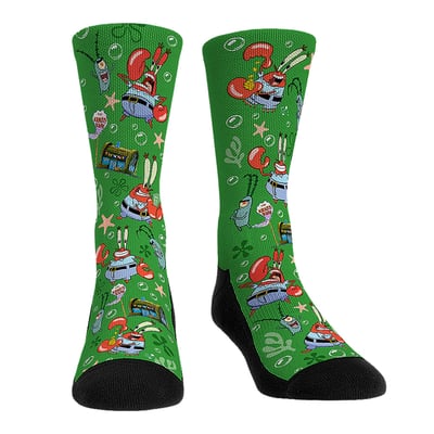  SpongeBob SquarePants Rock Em Unisex Mr. Krabs All Over Icons Crew Socks