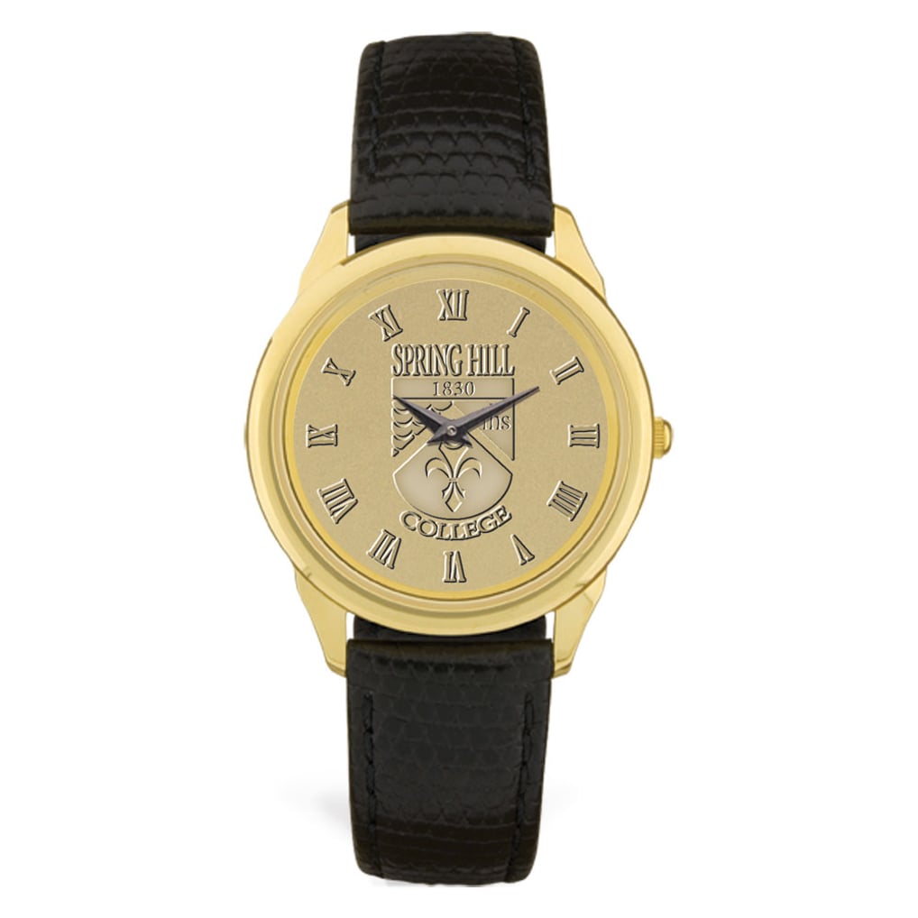 Spring Hill Badgers Medallion Leather Wristwatch - Gold