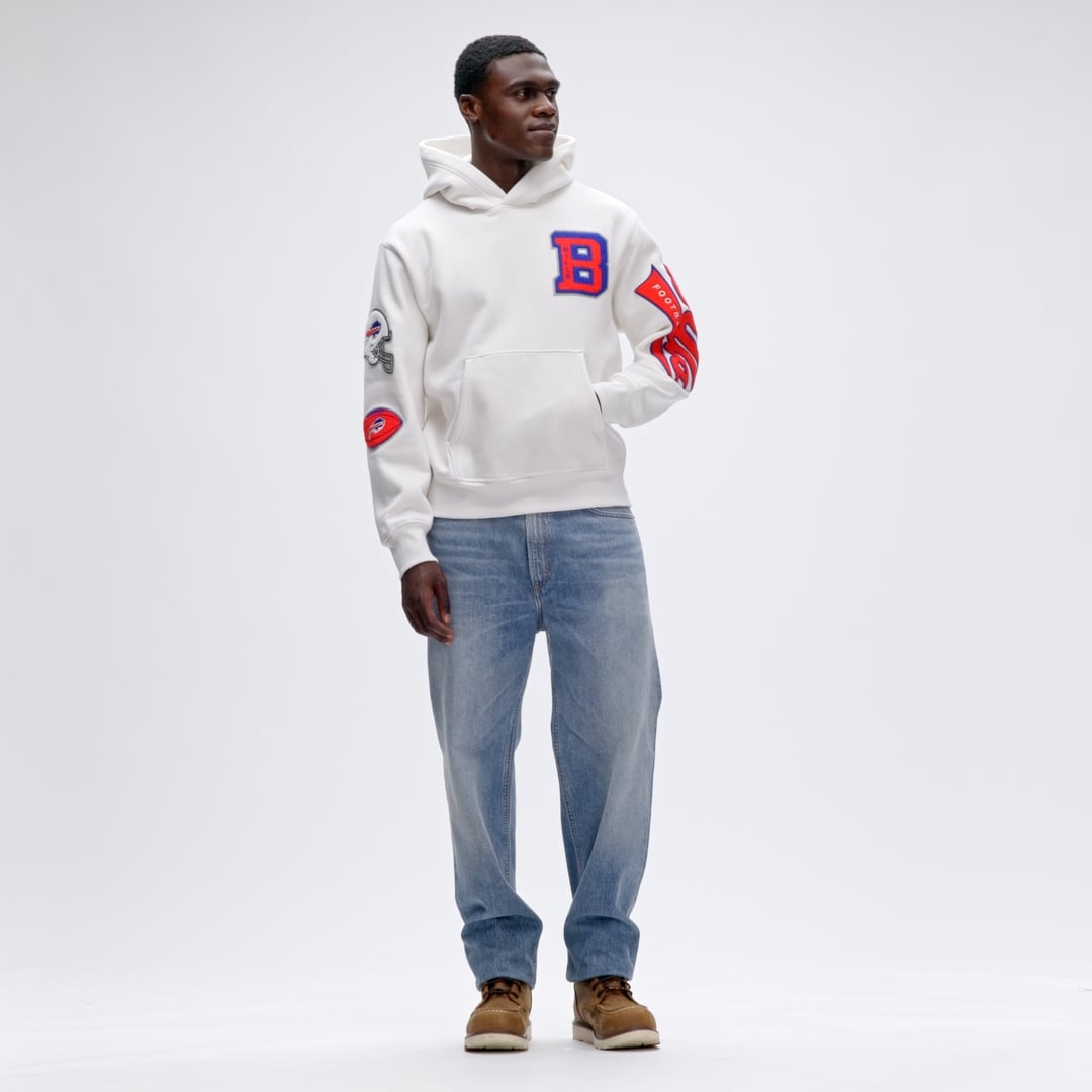 Buffalo Bills Fanatics Oatmeal IconicFleece Letterman Hoodie