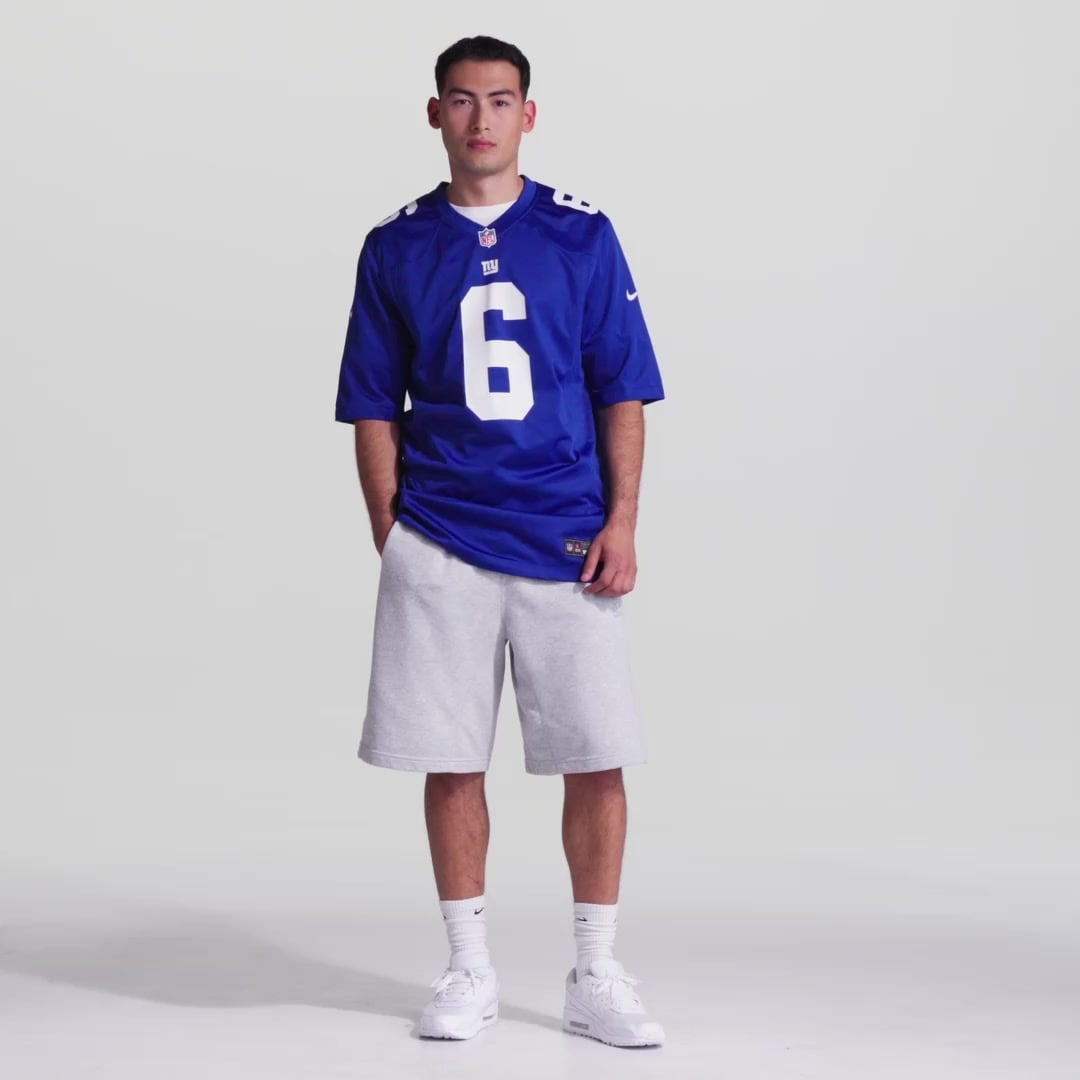 Men's Nike Jaxson Dart Royal New York Giants Team Game Jersey
