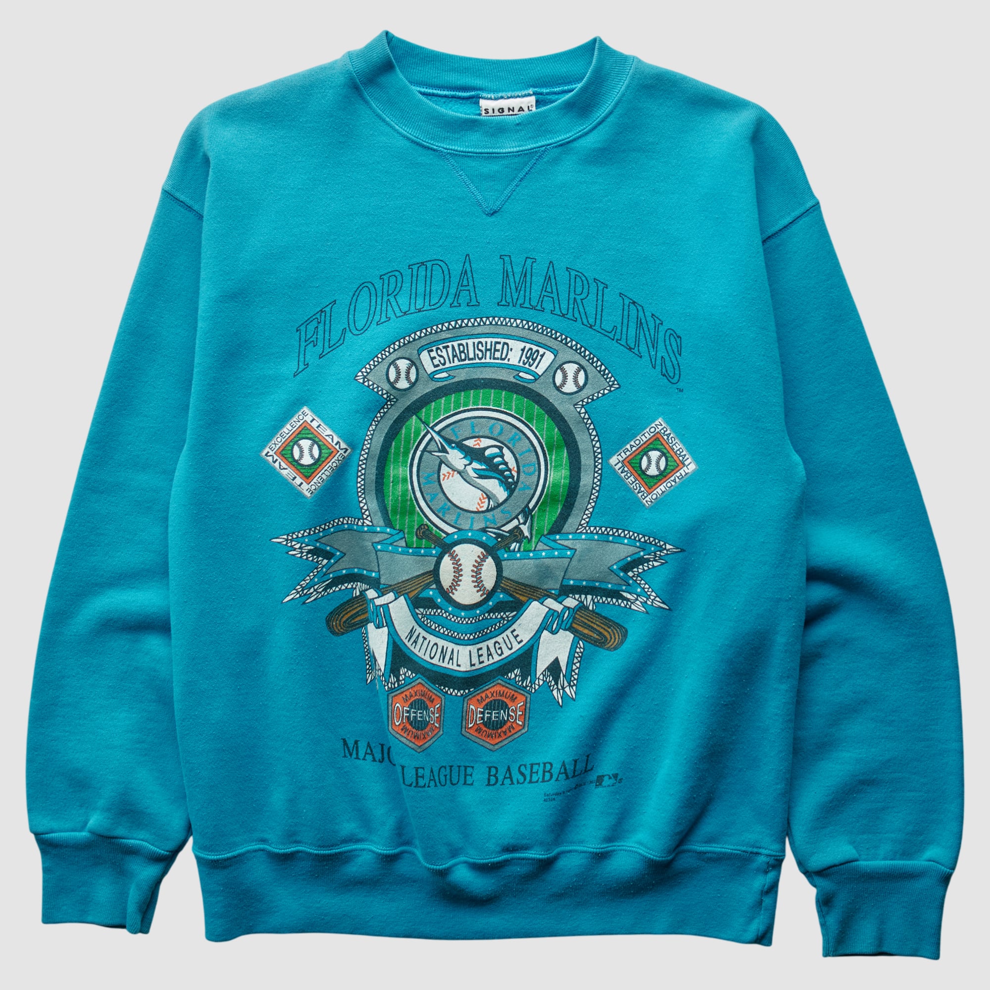 Florida Marlins Signal Sports 1992 Pullover Sweatshirt - Teal - XS
