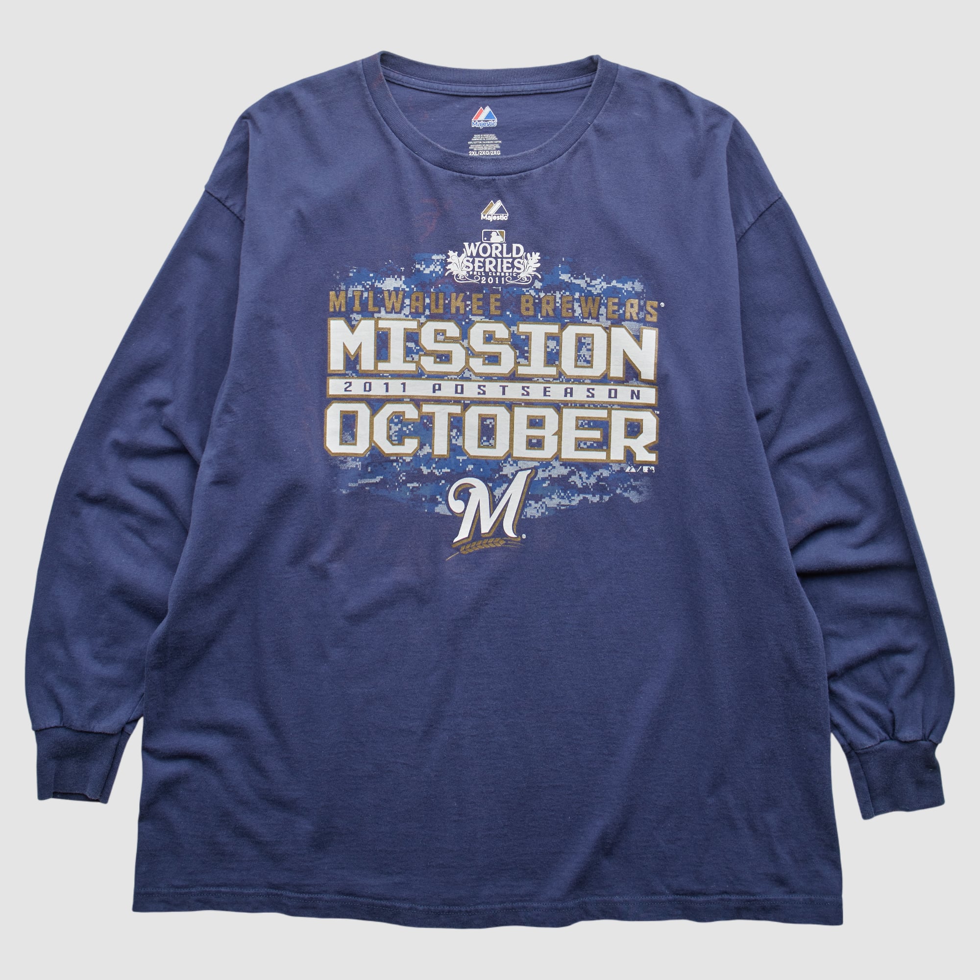 Milwaukee Brewers Majestic 2011 Long Sleeve T-Shirt - Blue - 2XL