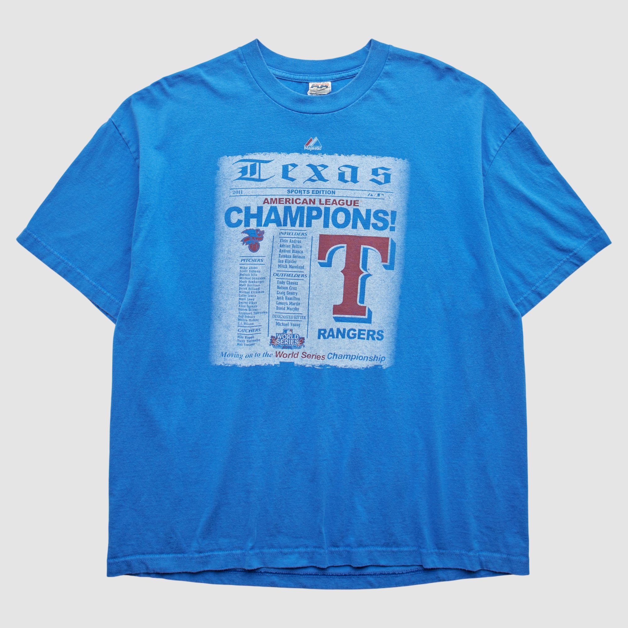 Texas Rangers Majestic 2011 T-Shirt - Blue - 2XL