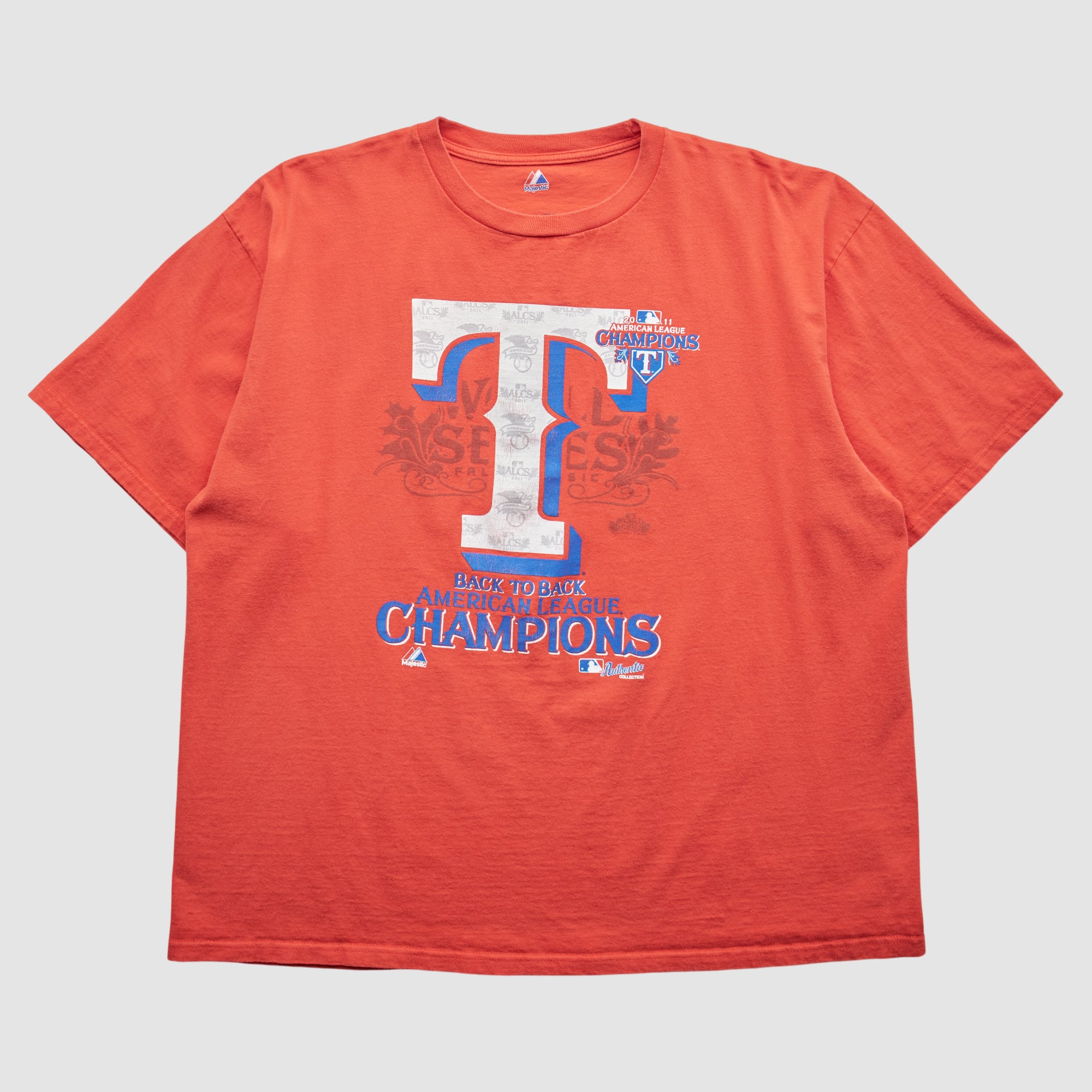 Texas Rangers Majestic 2011 T-Shirt - Orange - 2XL
