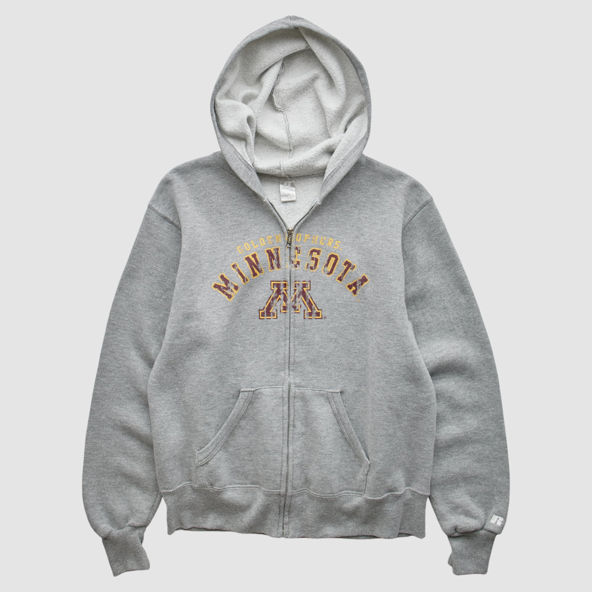 Minnesota Golden Gophers Russell 2000s Full Zip Sweatshirt - Heather Gray - XXS