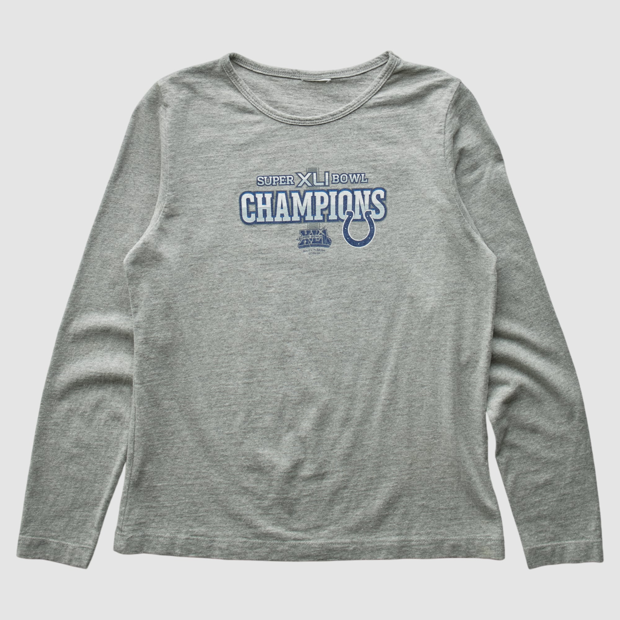 Indianapolis Colts 2007 Long Sleeve T-shirt - Heather Gray - XS