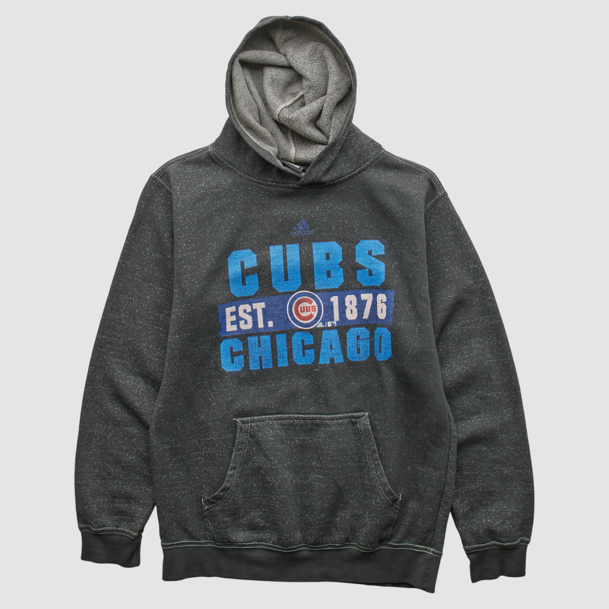 Chicago Cubs Adidas 2010s Hooded Pullover Sweatshirt - Dark Heather Gray - XXS