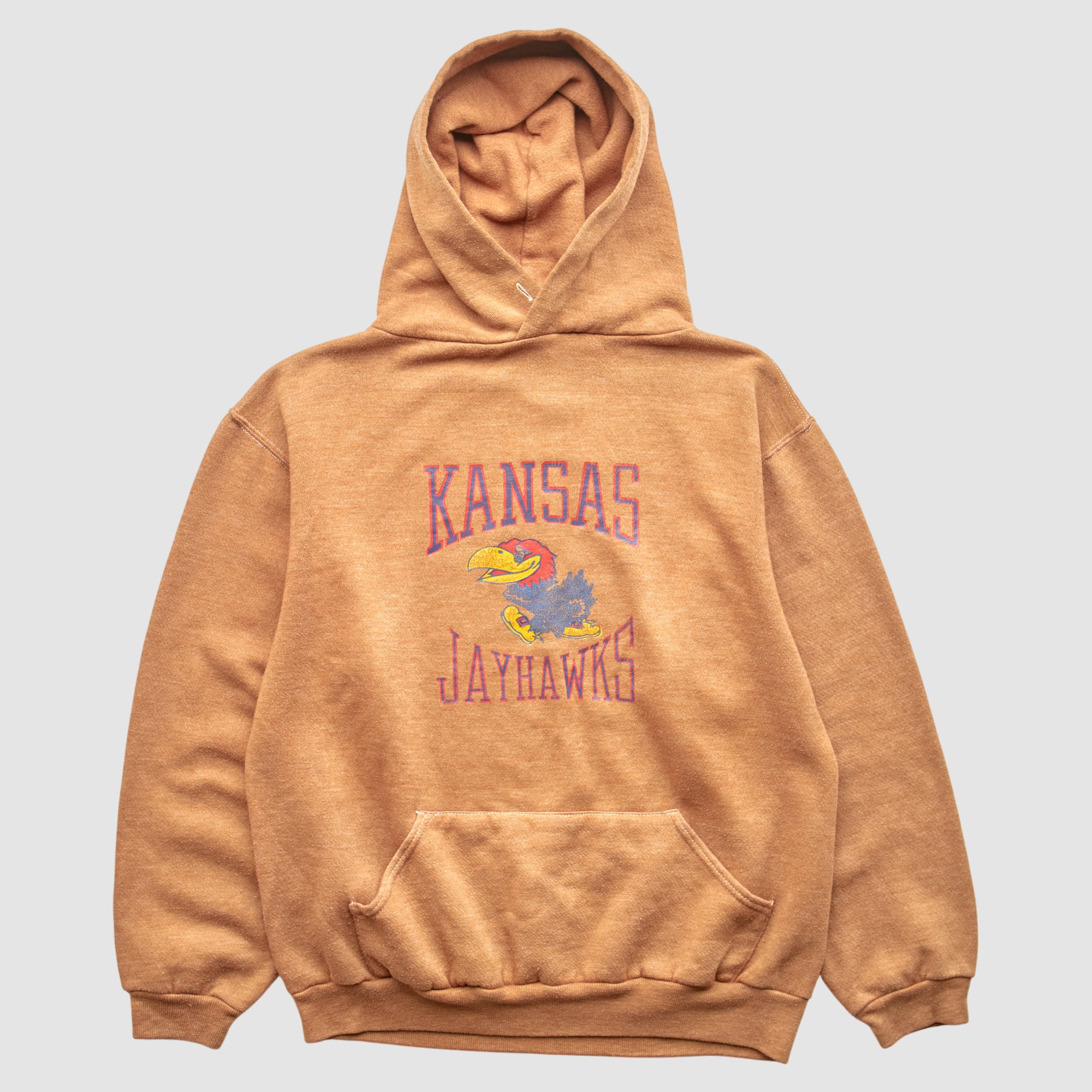 Kansas Jayhawks 80s Hooded Pullover Sweatshirt - Tan - XXS