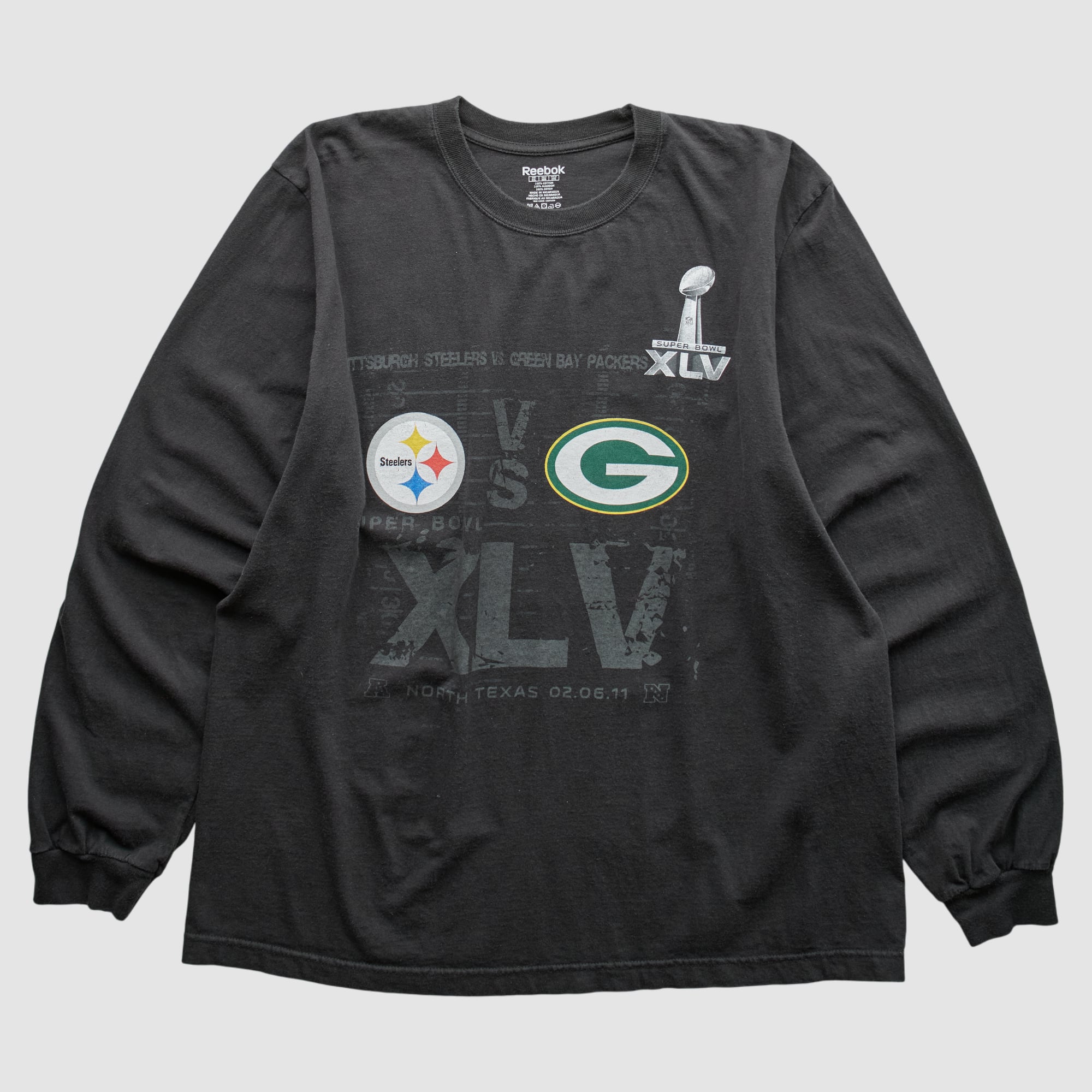 Superbowl XLV Reebok 2011 Long Sleeve T-shirt - Black - XL