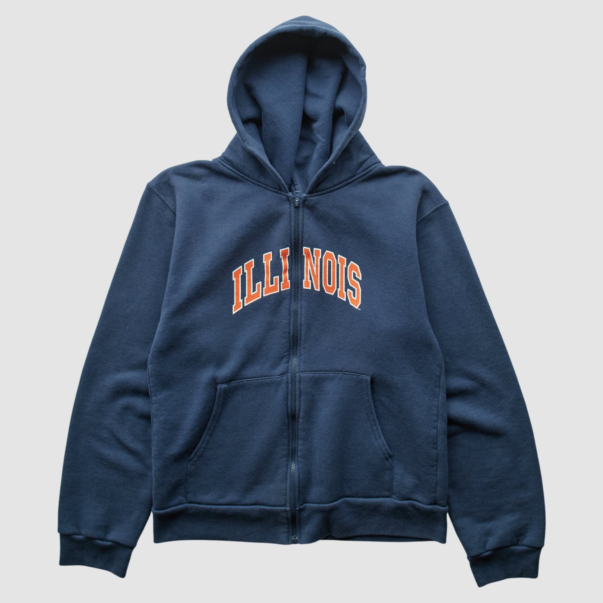 Illinois Fighting Illini 2000s Hooded Full Zip Sweatshirt - Navy - XXS