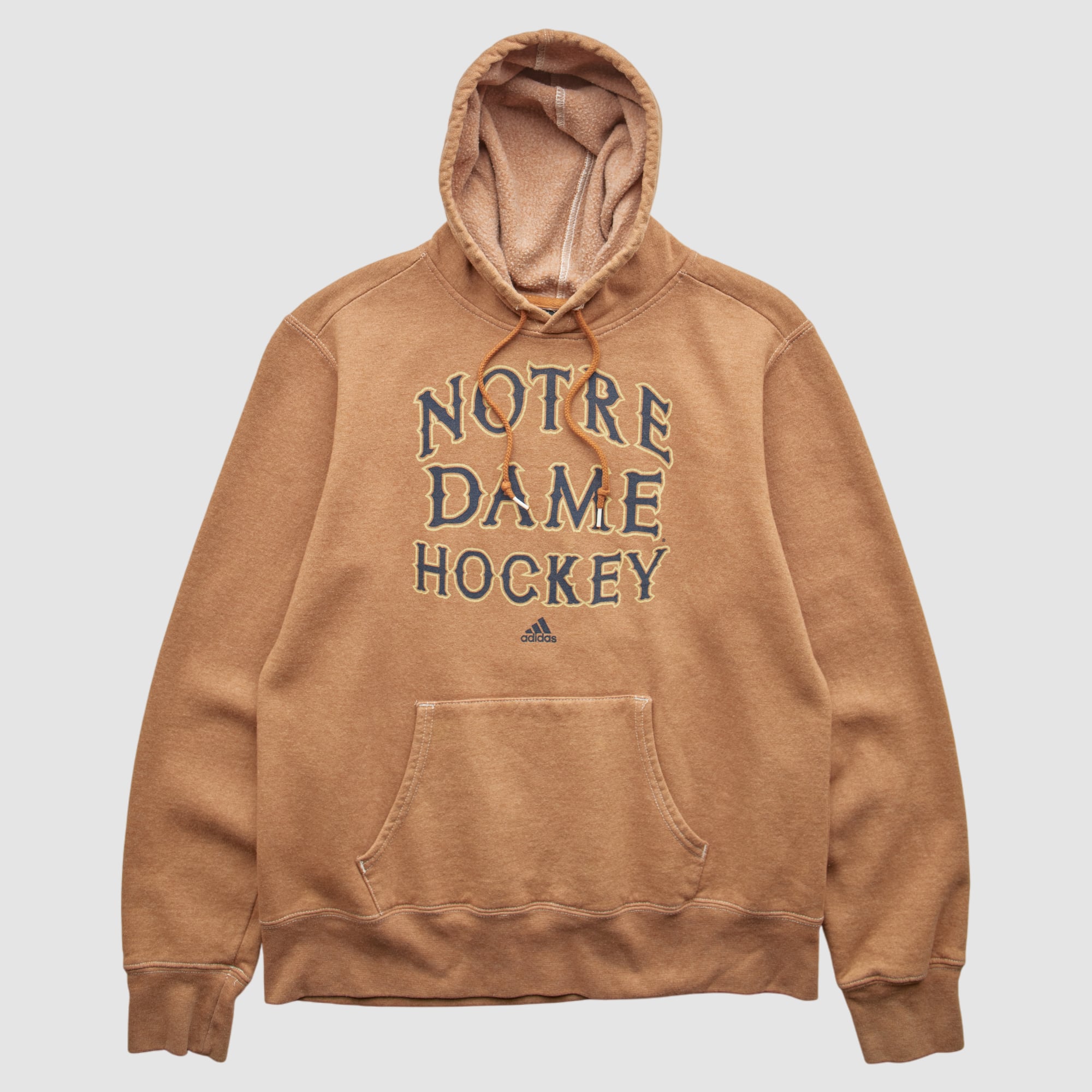 Notre Dame Fighting Irish Adidas 2000s Hooded Pullover Sweatshirt - Tan - XS