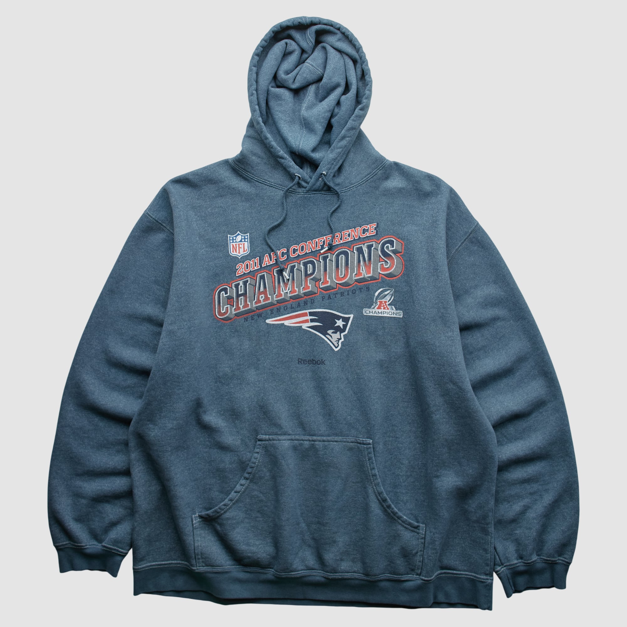 New England Patriots Reebok 2011 Hooded Pullover Sweatshirt - Blue - XXS