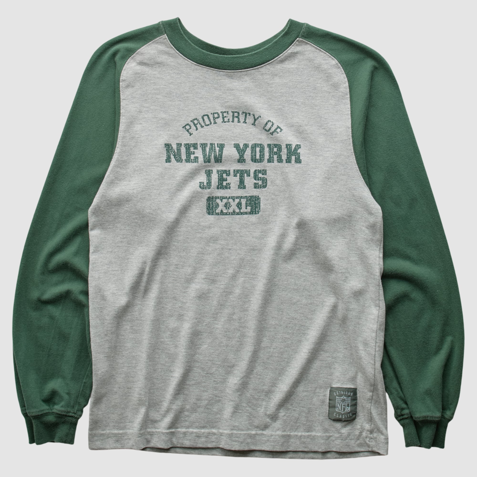 New York Jets Grid Iron 2000s Long Sleeve T-shirt - Gray - XS