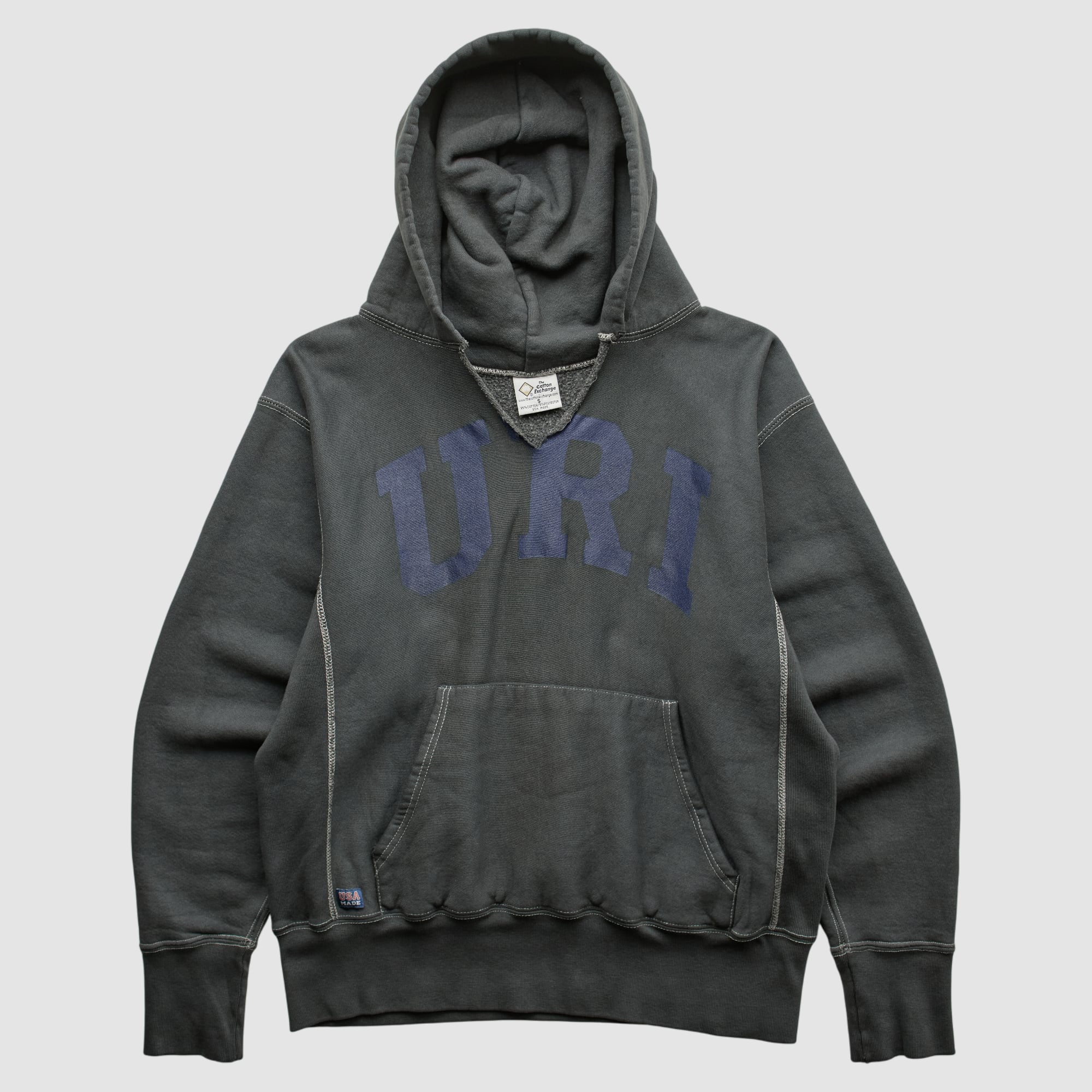 Rhode Island Rams Cotton Exchange 2000s Hooded Pullover Sweatshirt - Charcoal - XS