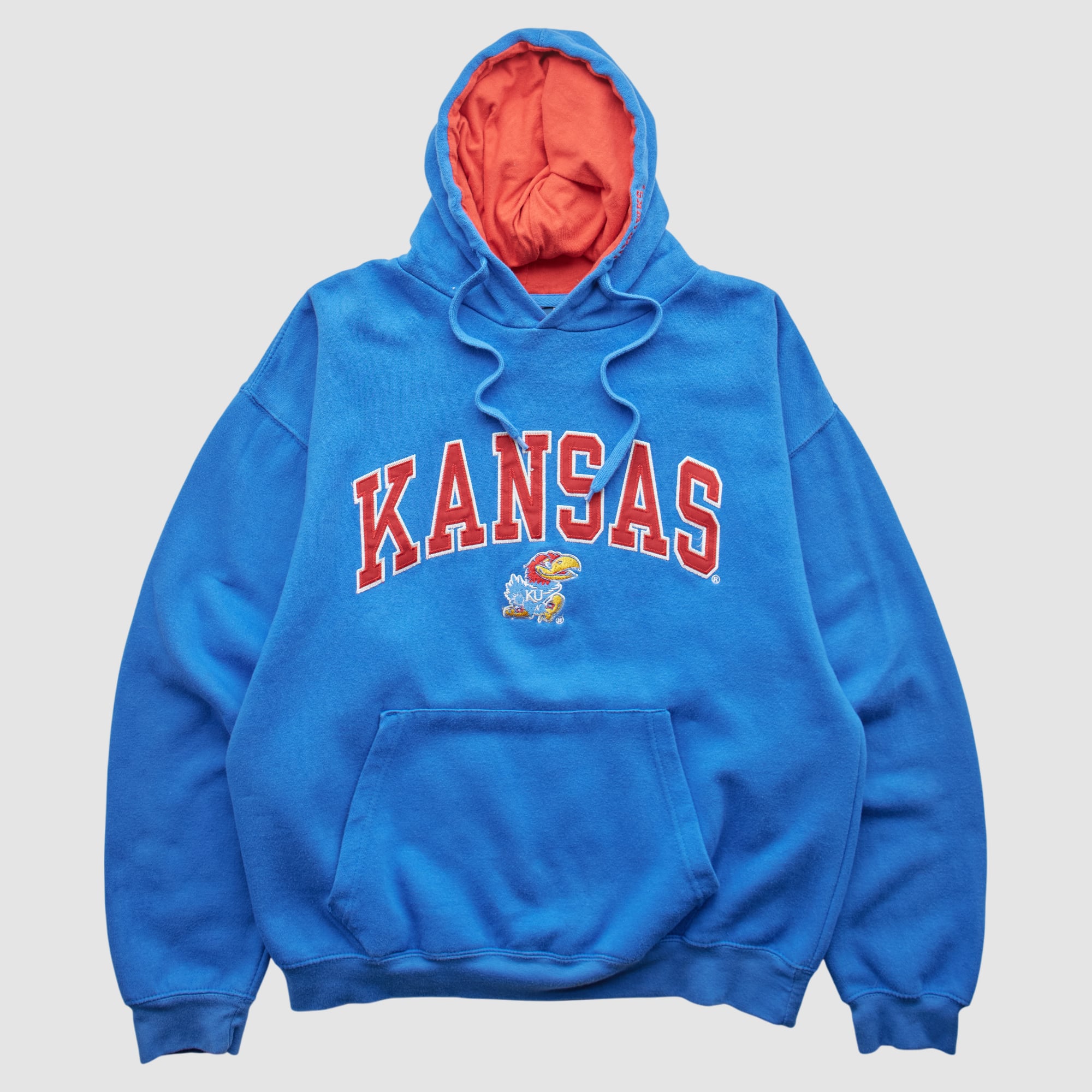 Kansas Jayhawks Old Varsity Brand 2010s Hooded Pullover Sweatshirt - Blue - XS