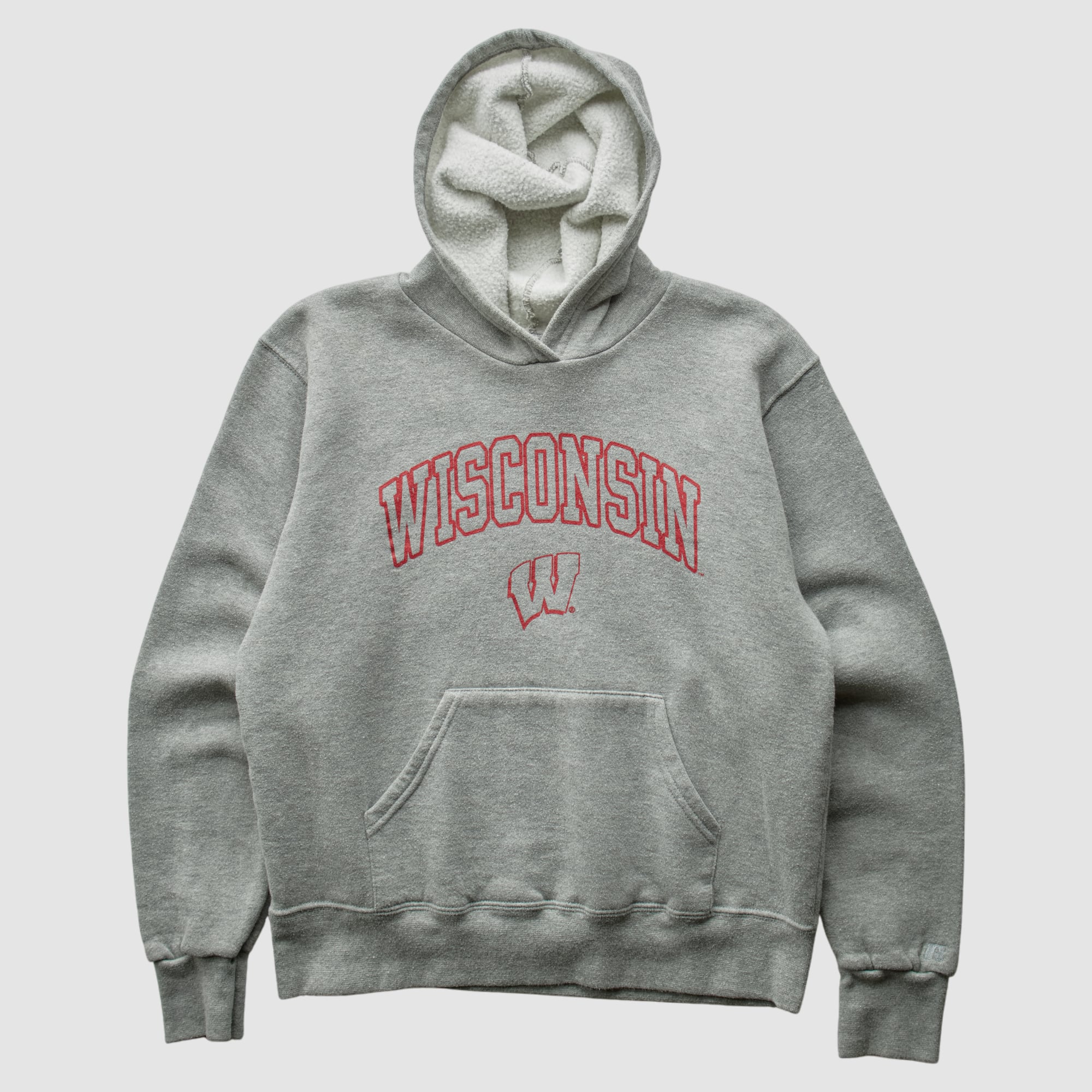 Wisconsin Badgers Russell 2000s Hooded Pullover Sweatshirt - Heather Gray - XS
