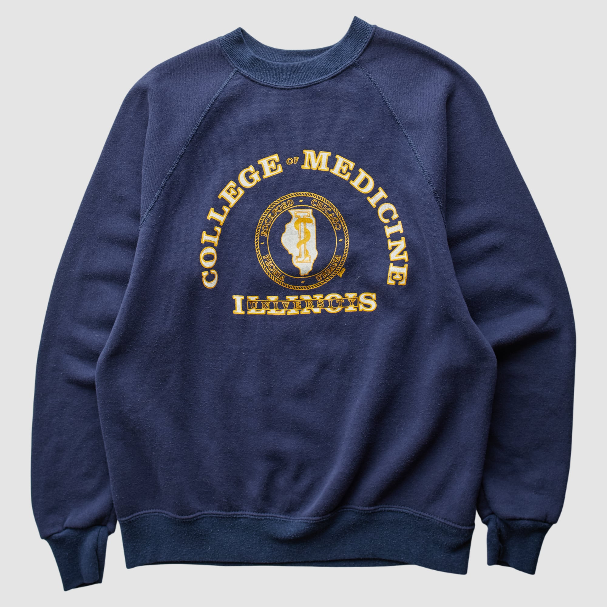 Illinois Fighting Illini Basset-Walker 90s Pullover Sweatshirt - Navy - XS