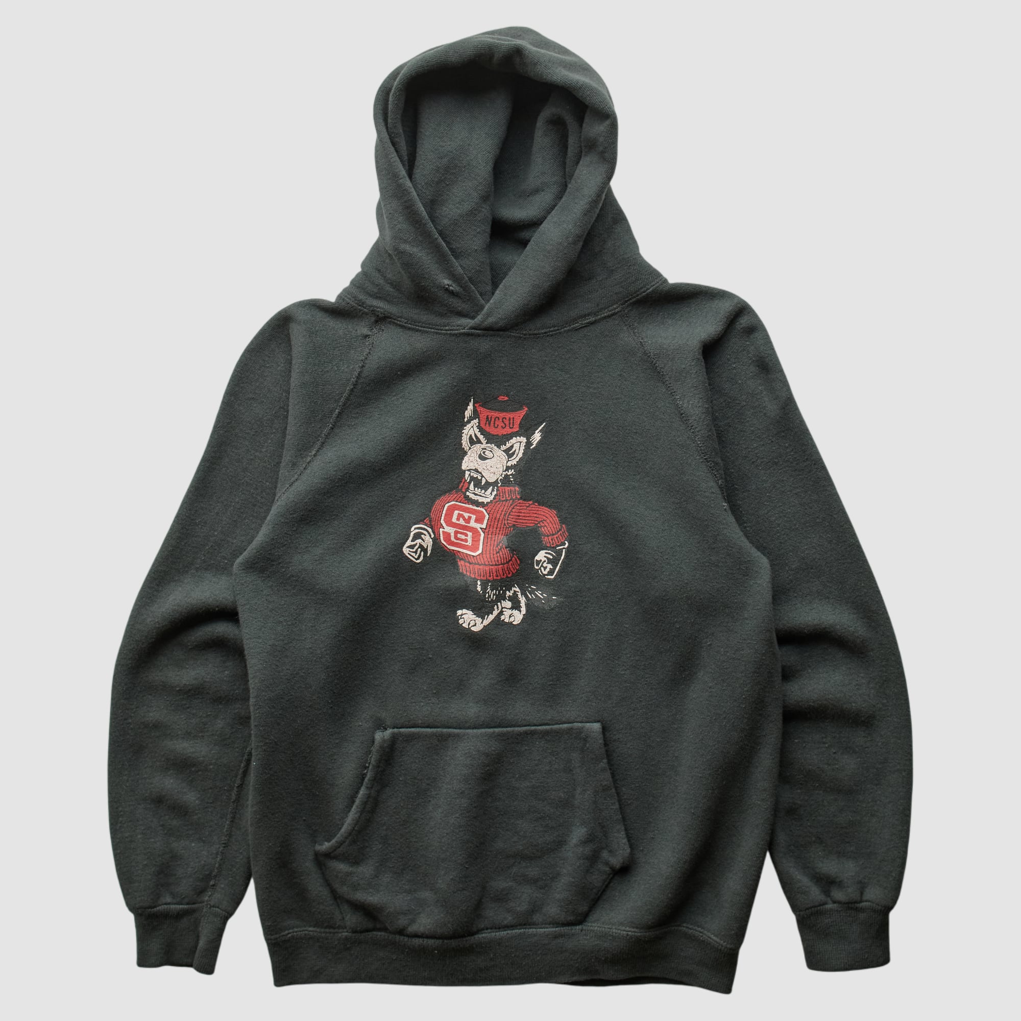 NC State Wolfpack 80s Hooded Pullover Sweatshirt - Charcoal - XXS