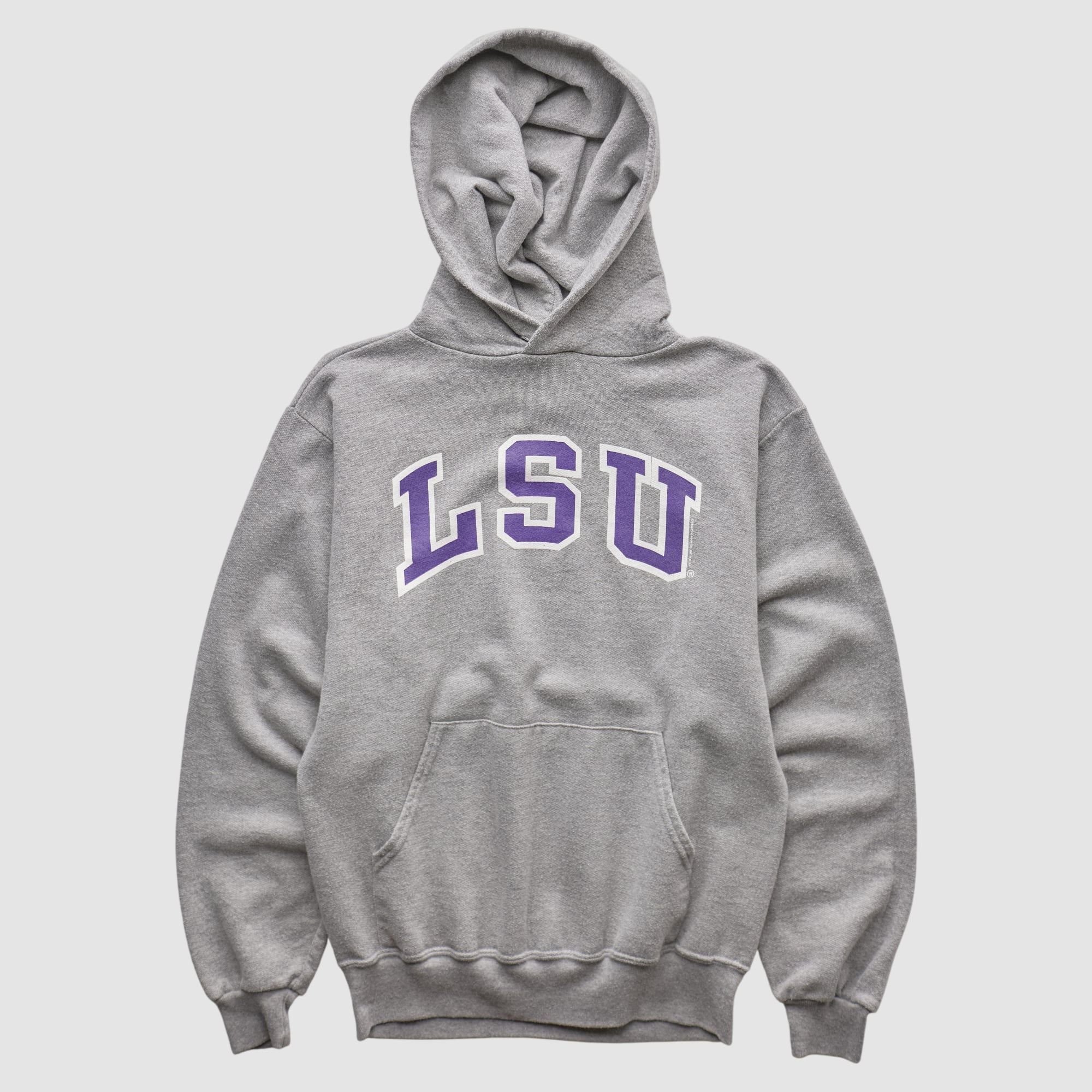 LSU Tigers Jerzees 2000s Hooded Pullover Sweatshirt - Heather Gray - XXS