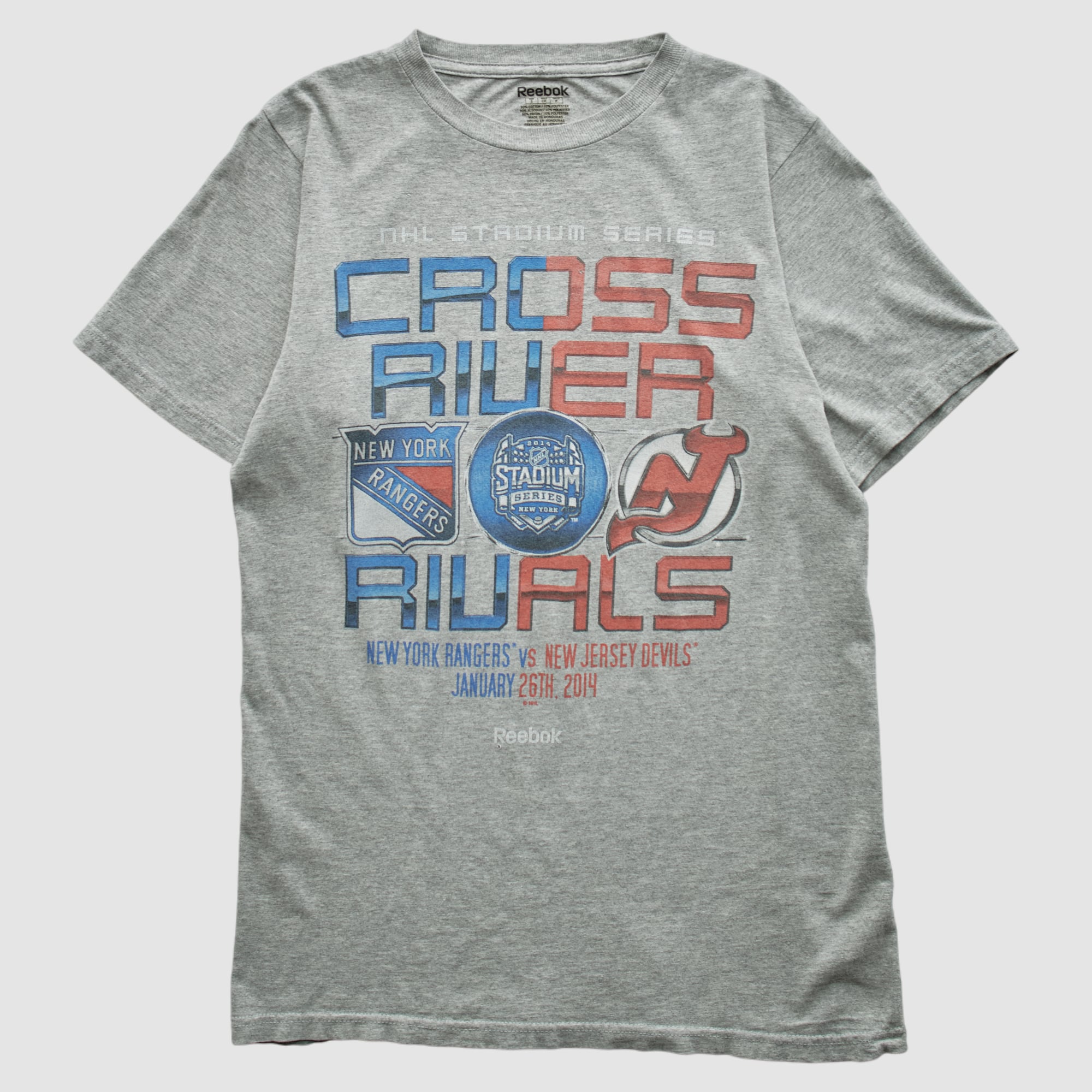 NHL Rangers vs Devils Reebok 2014 T-shirt - Heather Gray - XXS