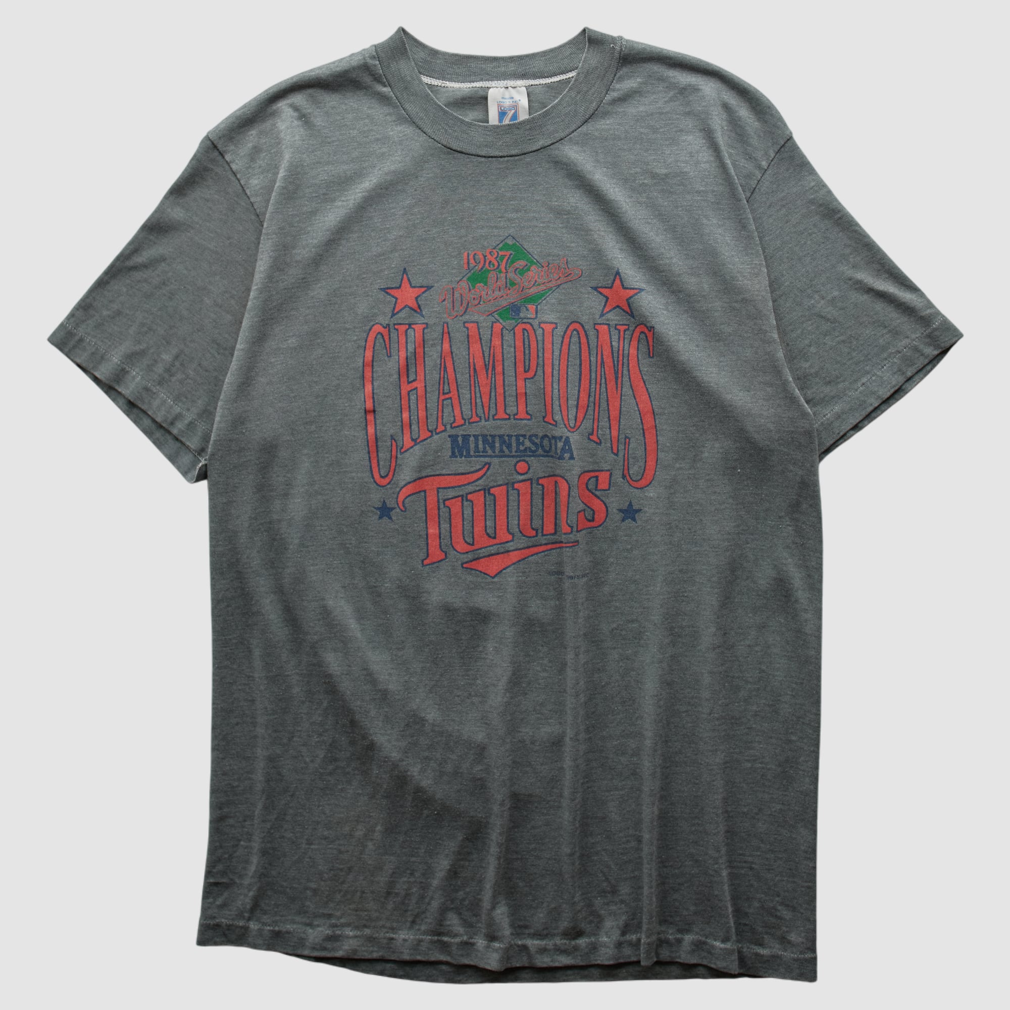 Minnesota Twins Logo 7 1987 T-shirt - Dark Heather Gray - S