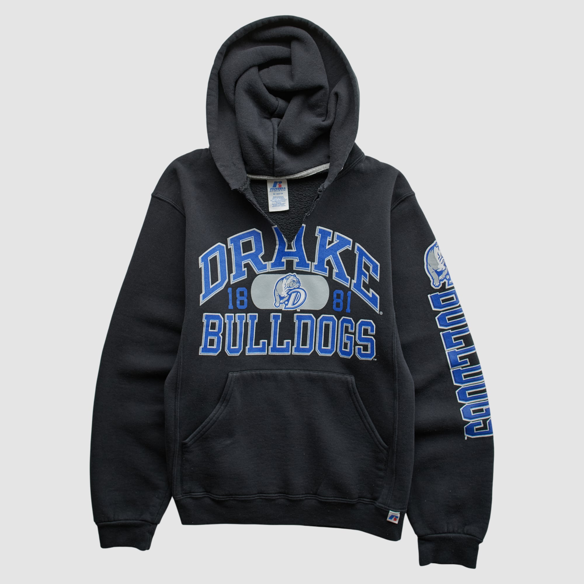 Drake Bulldogs Russell 2000s Hooded Pullover Sweatshirt - Black - XXS