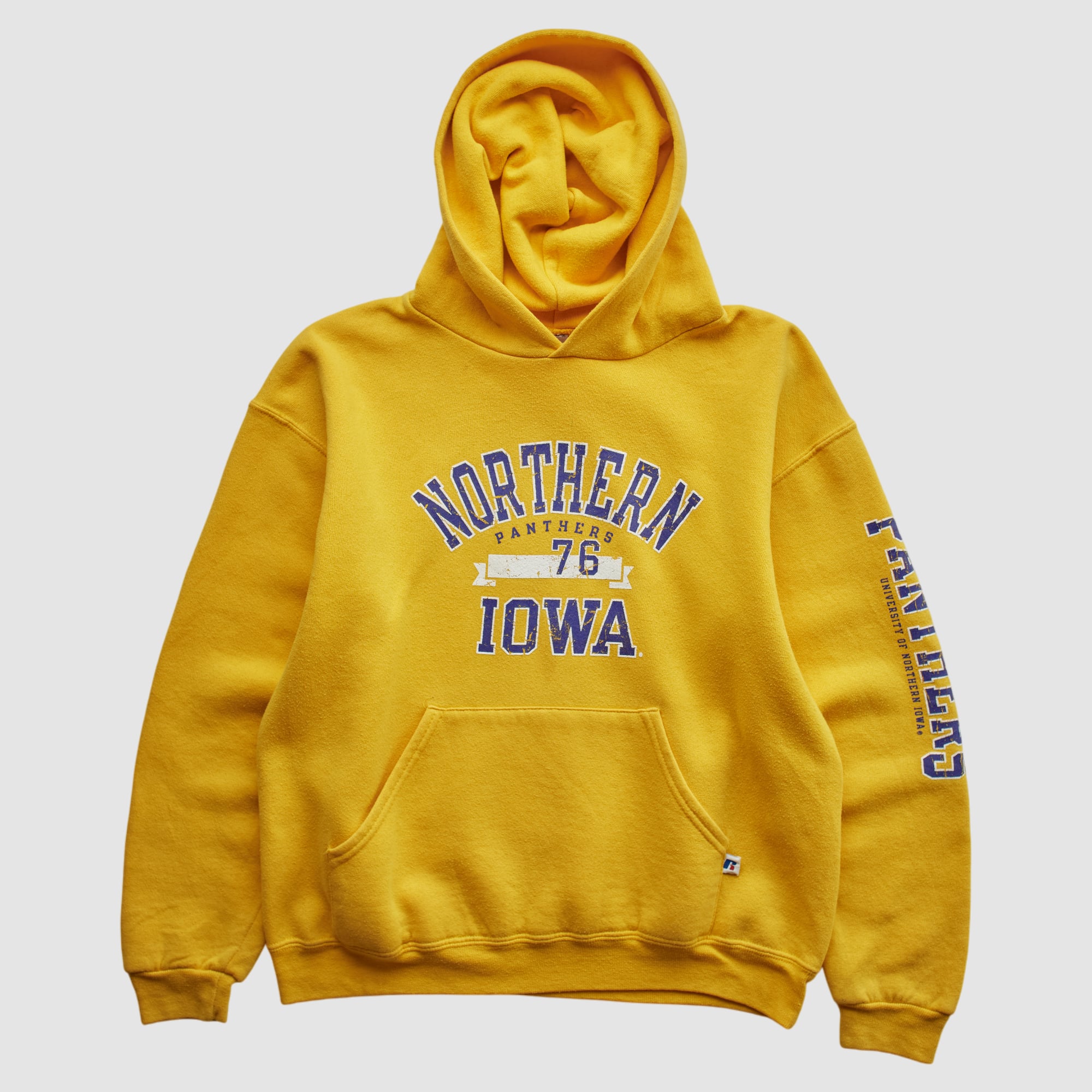 Northern Iowa Panthers Russell 2000s Hooded Pullover Sweatshirt - Yellow - XXS