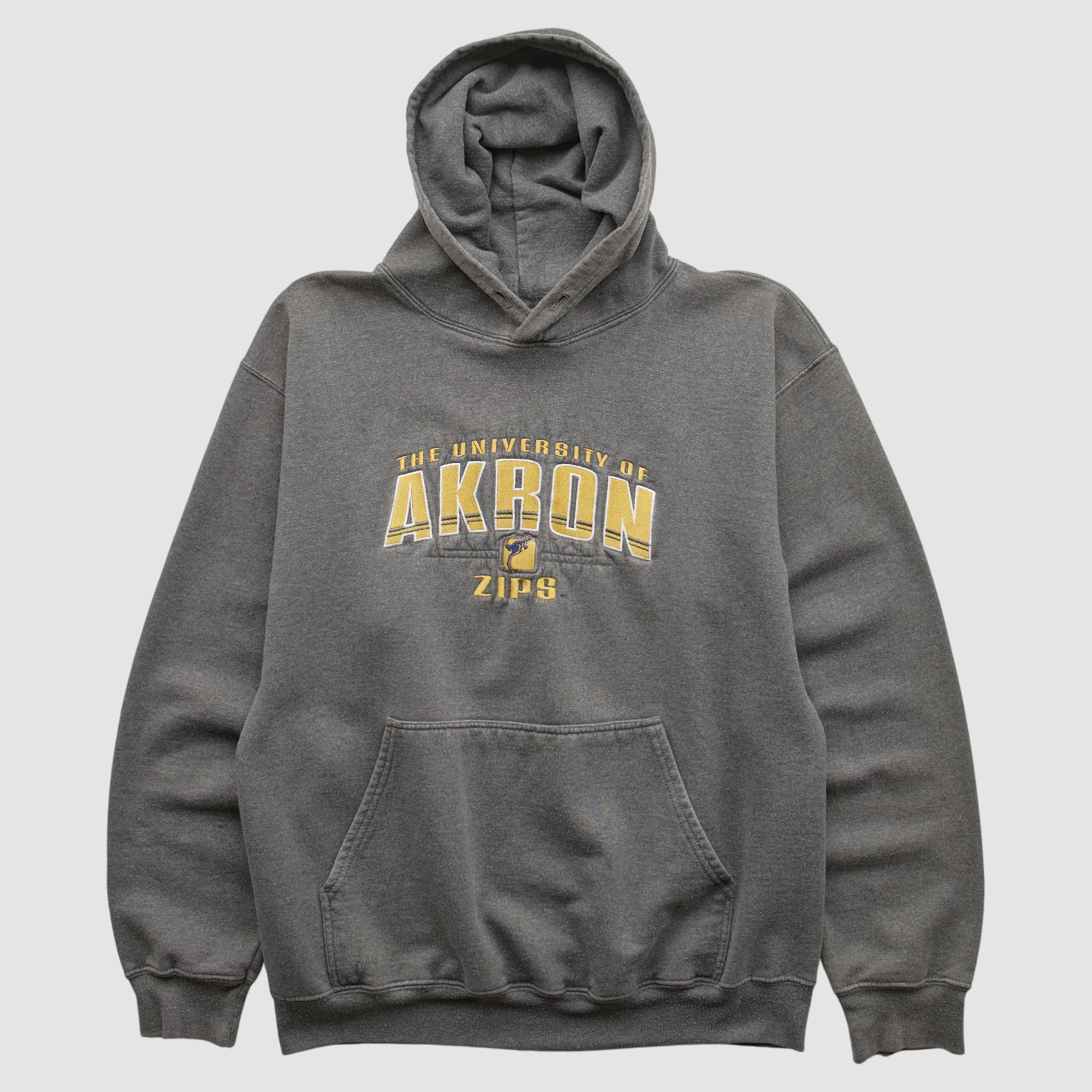 Akron Zips Perrin Wear 2000s Hooded Pullover Sweatshirt - Dark Heather Gray - S