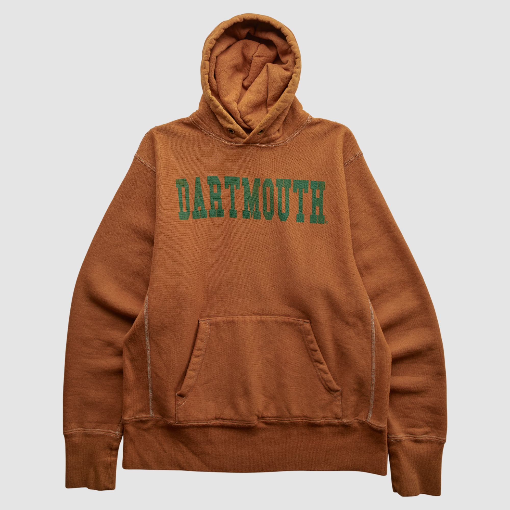 Dartmouth Big Green Camber 90s Hooded Pullover Sweatshirt - Brown - S