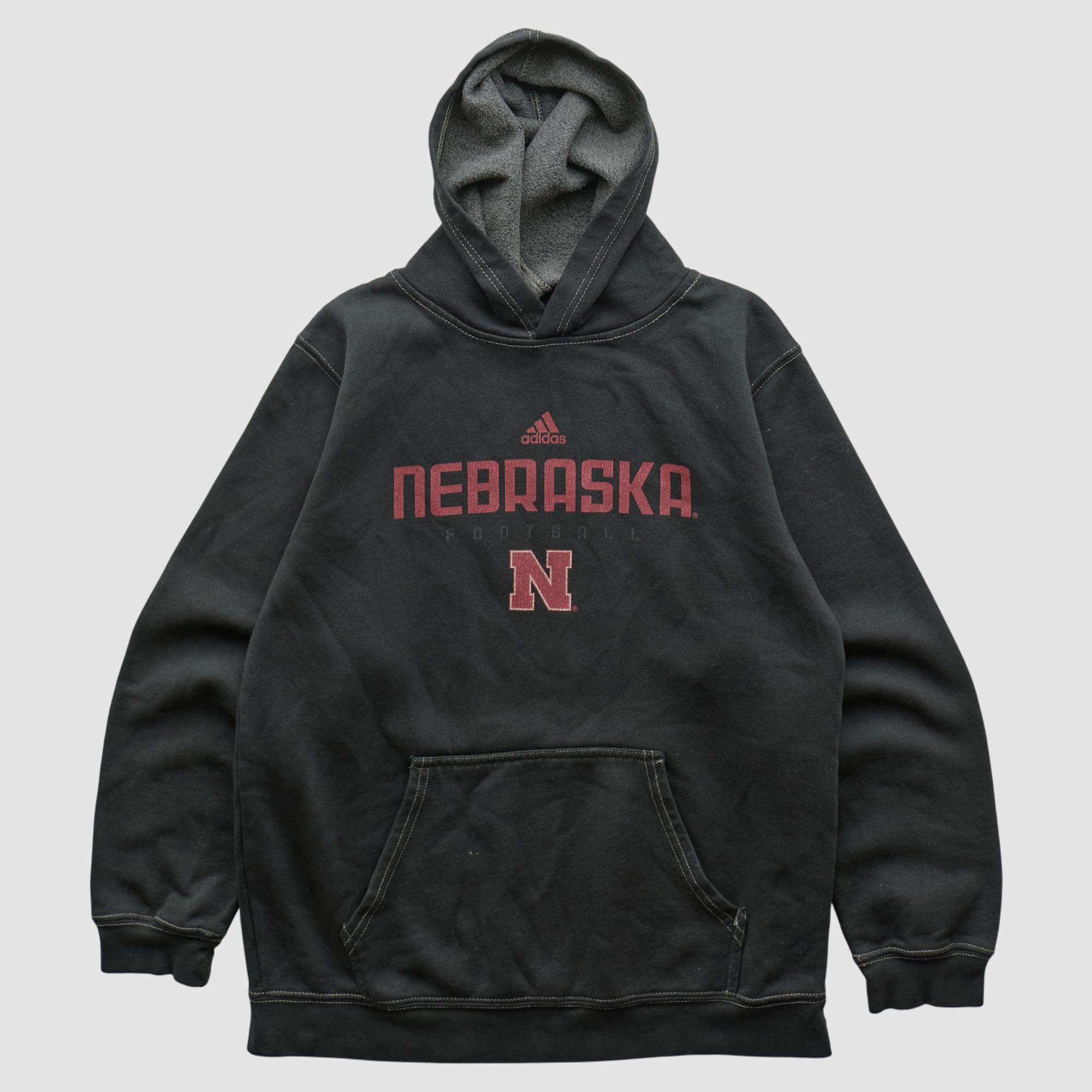 Nebraska Huskers Adidas 2010s Hooded Pullover Sweatshirt - Black - XS