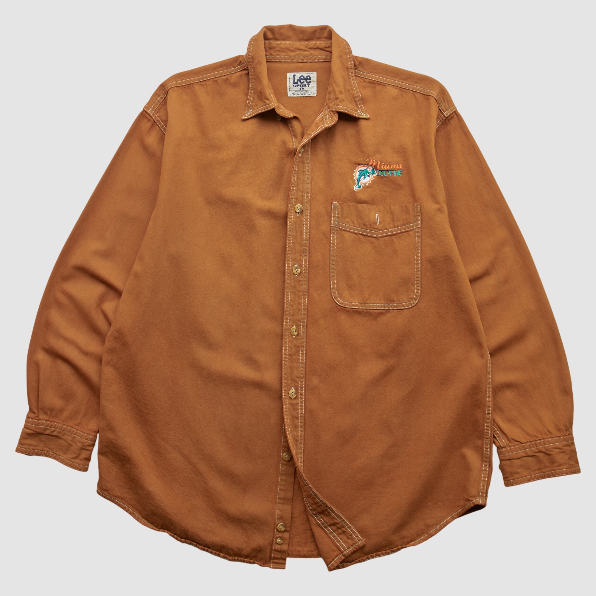 Miami Dolphins Lee Apparel 90s Long Sleeve Top - Brown - S