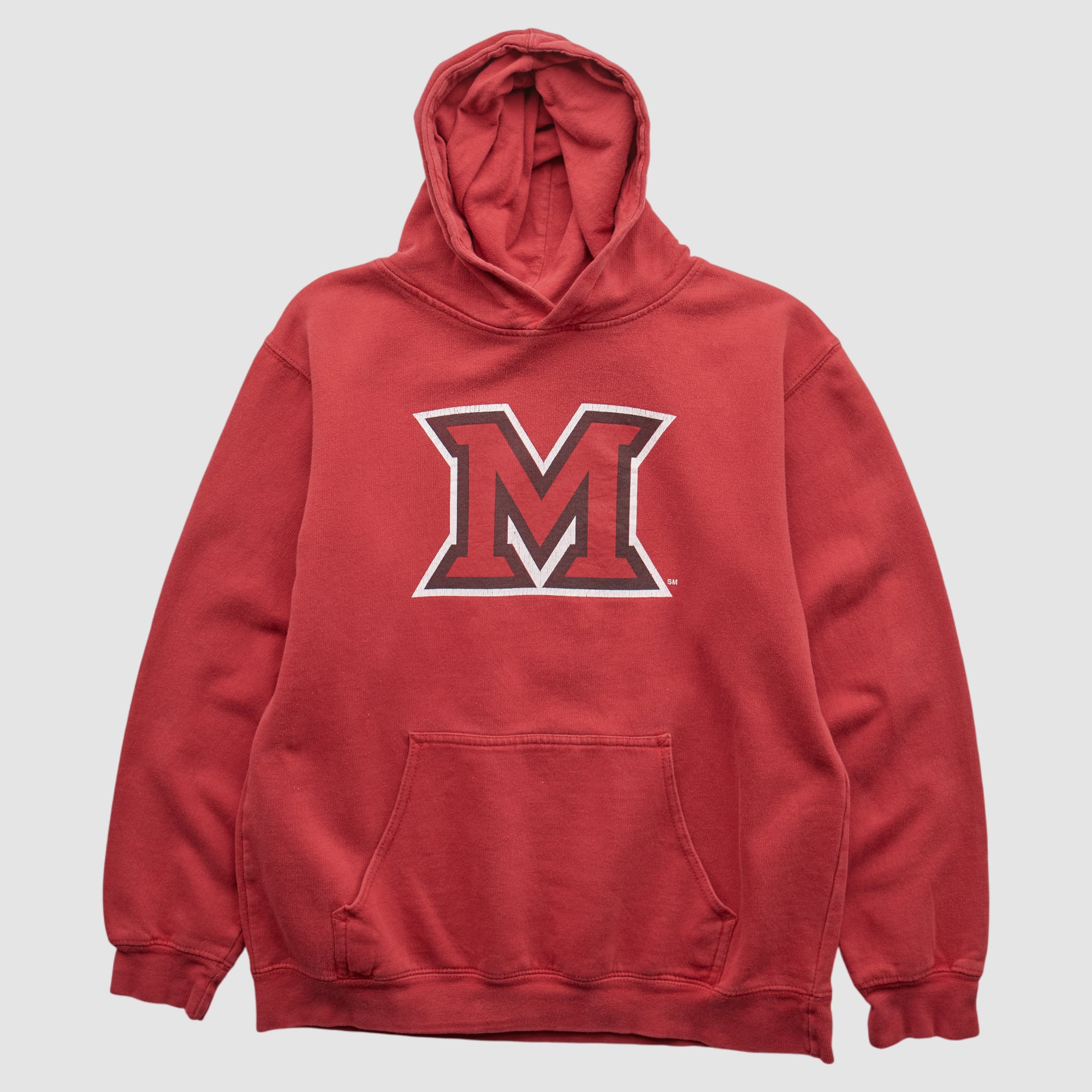 Miami University RedHawks Adidas 2000s Hooded Pullover Sweatshirt - Red - XXS