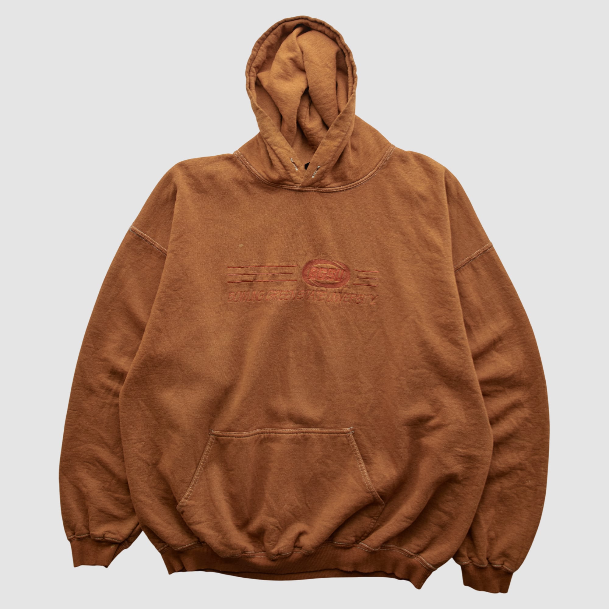 Bowling Green St. Falcons All American Embroidery 2000s Hooded Pullover Sweatshirt - Brown - XL