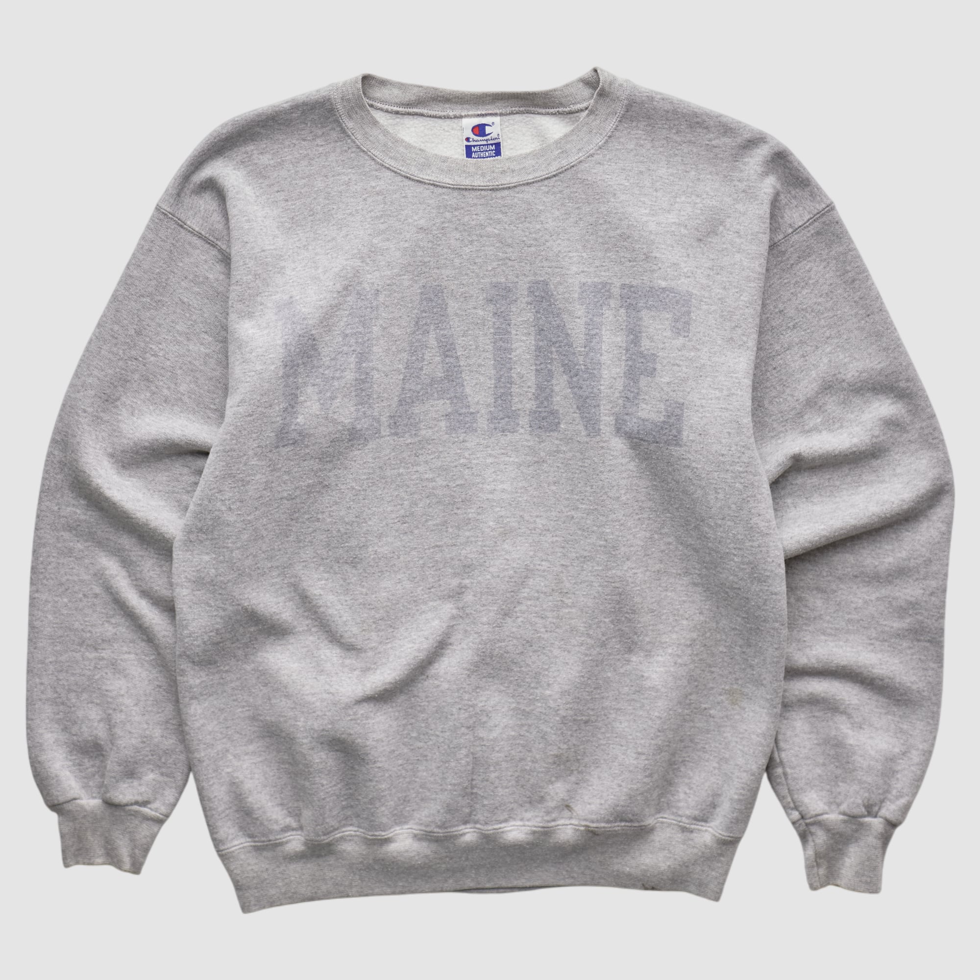 Maine Black Bears Champion 90s Pullover Sweatshirt - Heather Gray - XS
