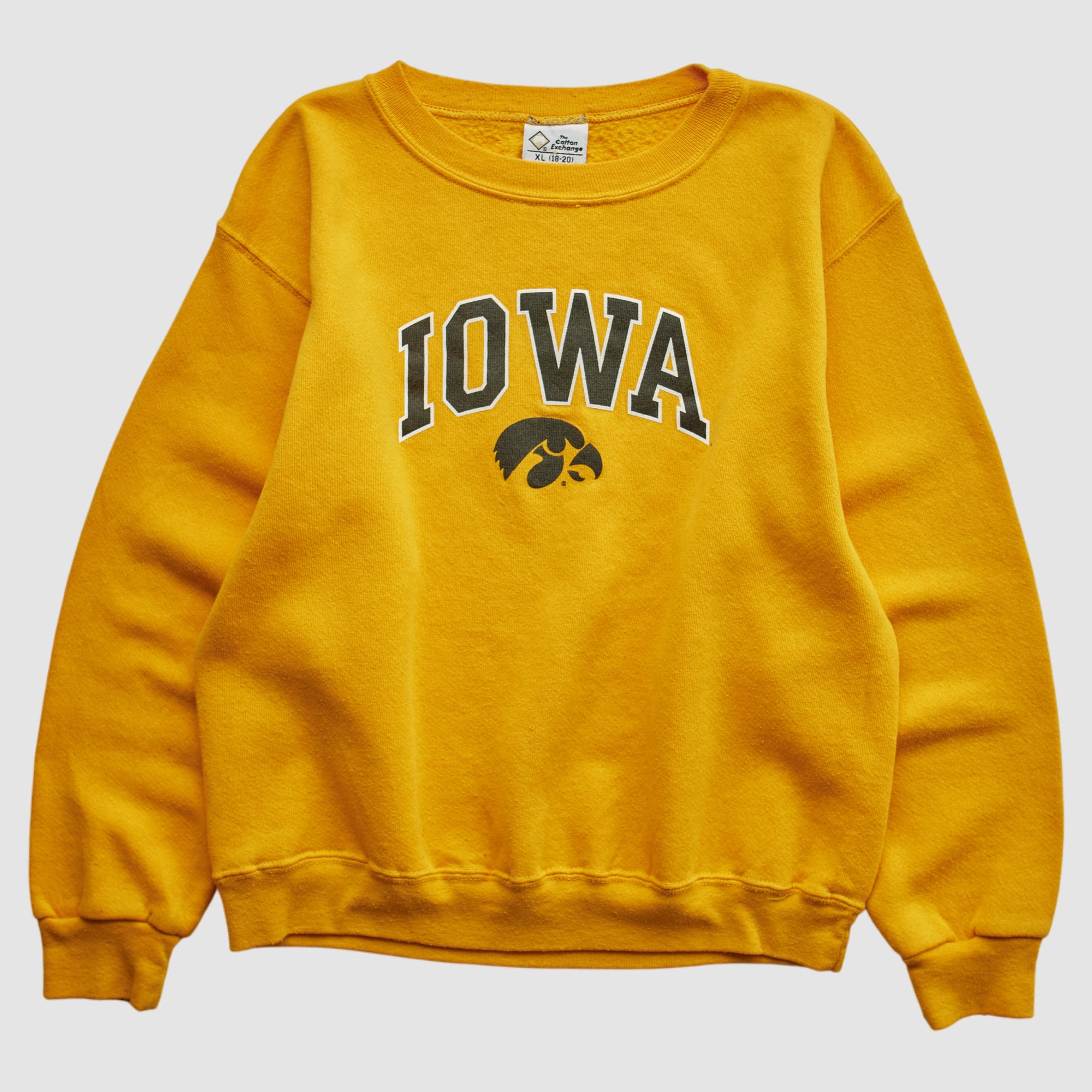 Iowa Hawkeyes Cotton Exchange 90s Pullover Sweatshirt - Yellow - XXS