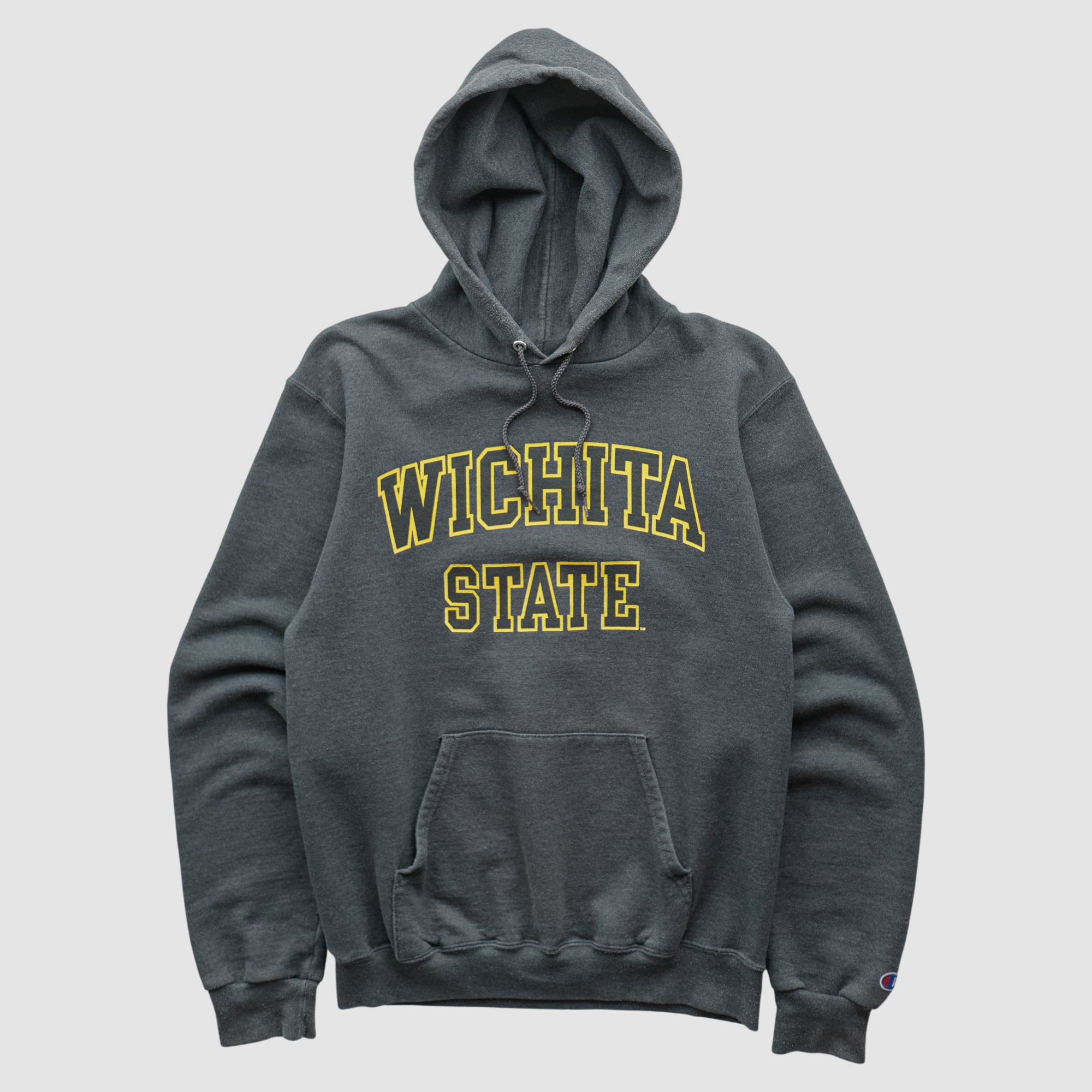Wichita State Shockers Champion 2000s Hooded Pullover Sweatshirt - Dark Heather Gray - XS