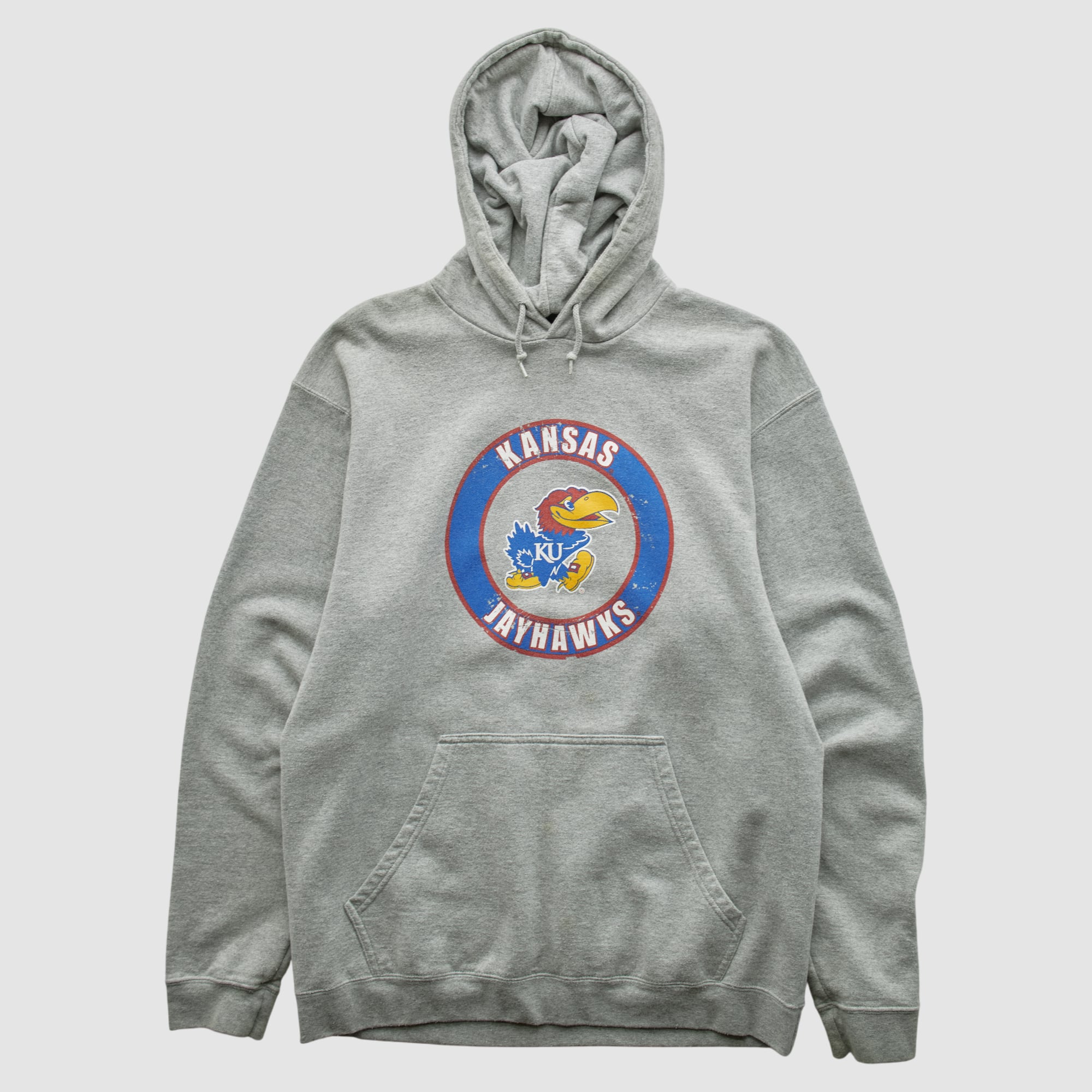 Kansas Jayhawks NCAA 2000s Hooded Pullover Sweatshirt - Heather Gray - L