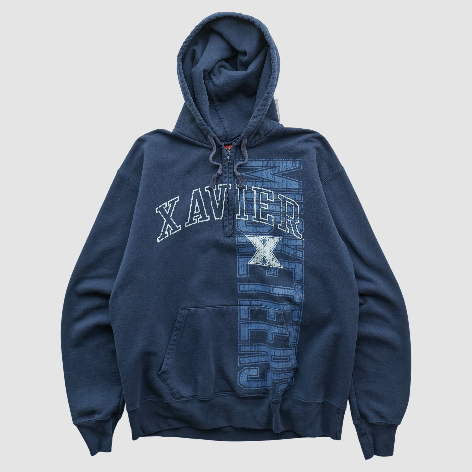 Xavier Musketeers Champion 2000s Hooded 1/4 Zip Sweatshirt - Navy - S
