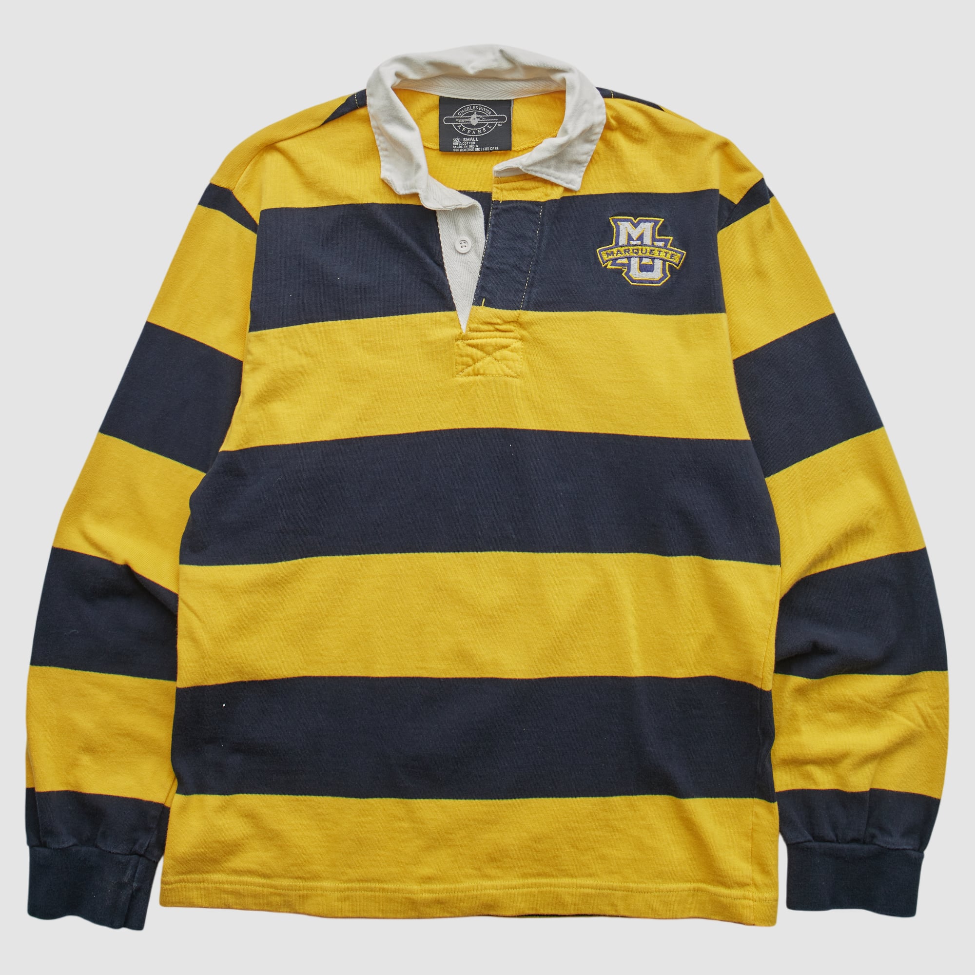 Marquette Golden Eagles Charlies River Apearal 2000s Long Sleeve Polo - Yellow - S