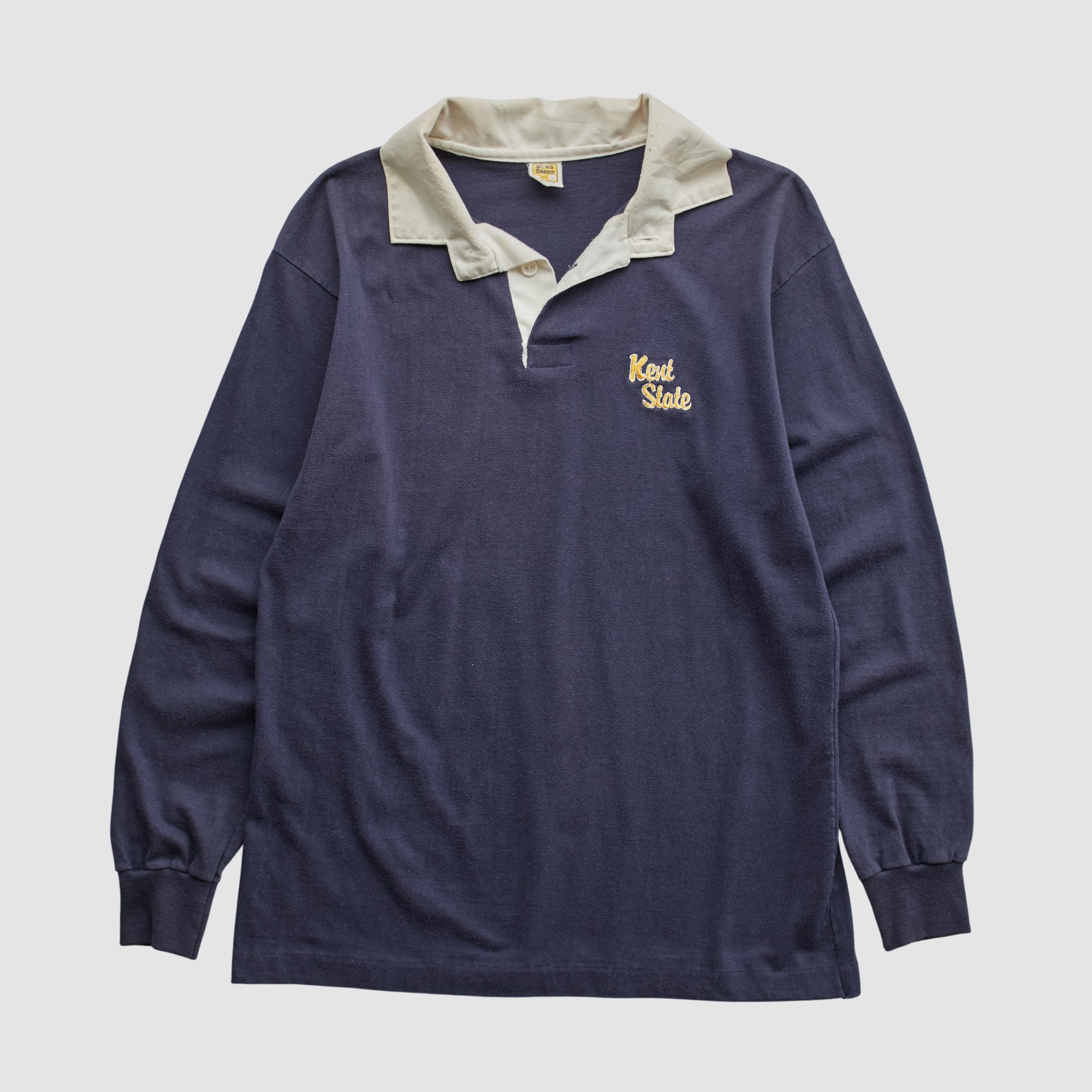 Kent State Golden Flashes Velva Sheen 80s Long Sleeve Polo - Navy - M