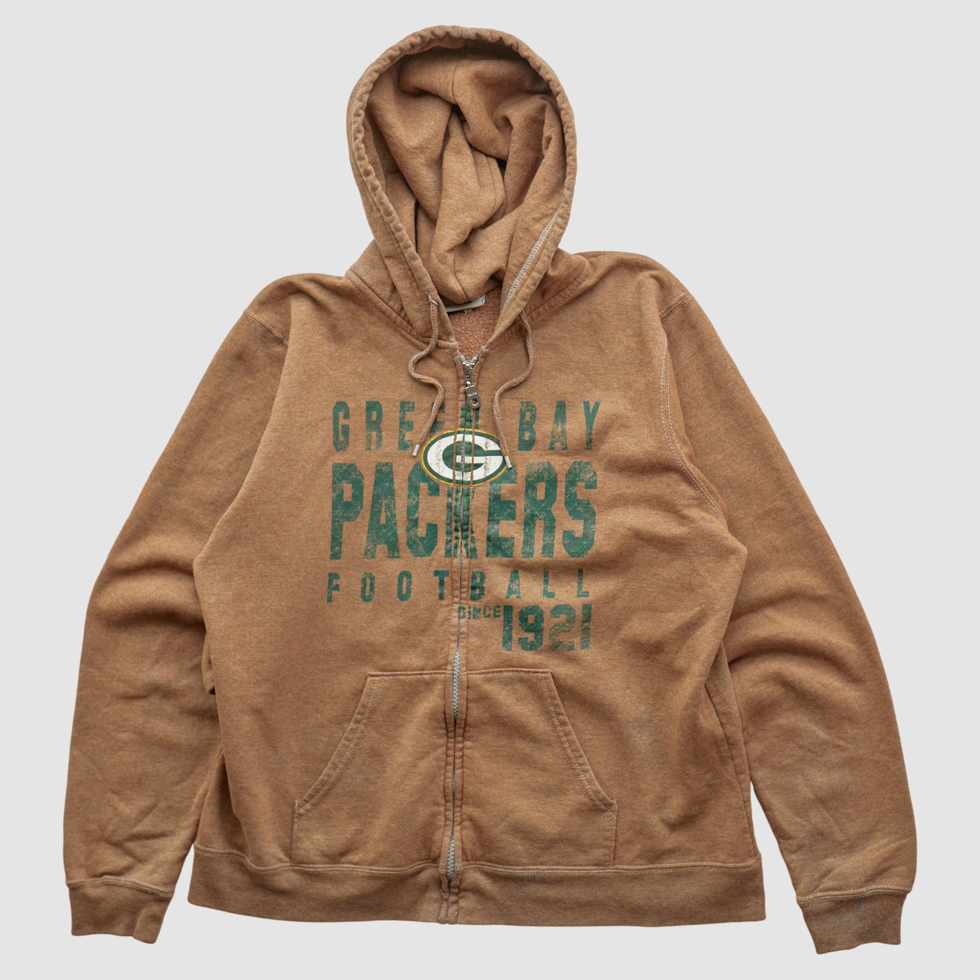 Green Bay Packers NFL 2000s Hooded Full Zip Sweatshirt - Tan - XXS