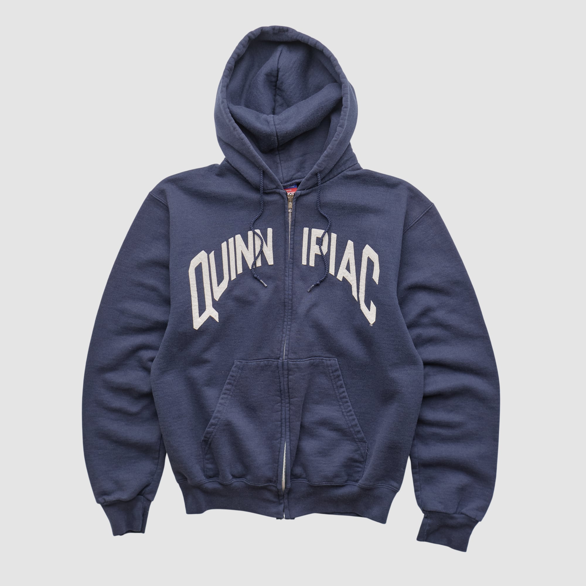 Quinnipiac Bobcats Champion 2000s Hooded Full Zip Sweatshirt - Navy - XXS