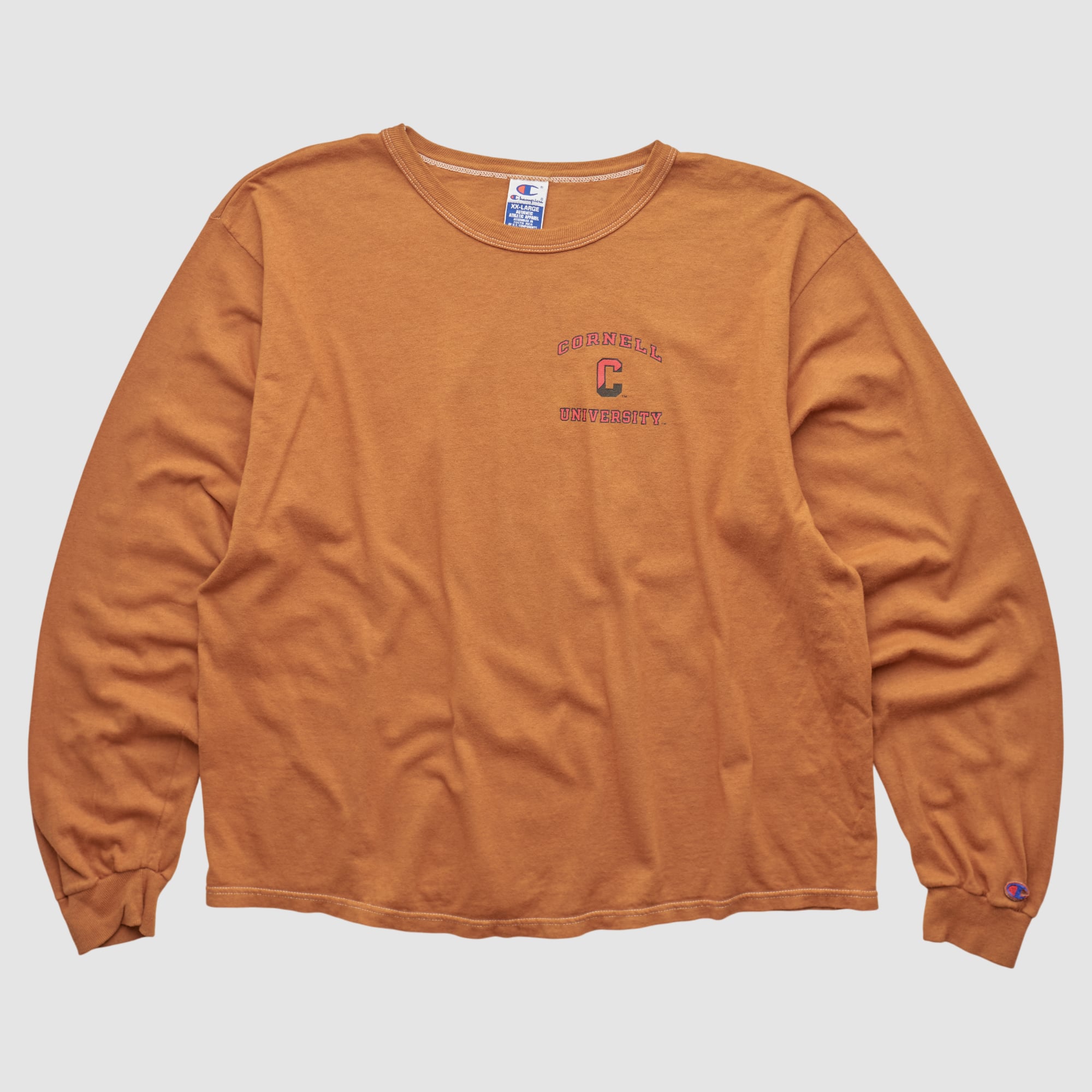 Cornell Big Red Champion 90s Long Sleeve T-shirt - Orange - 2XL