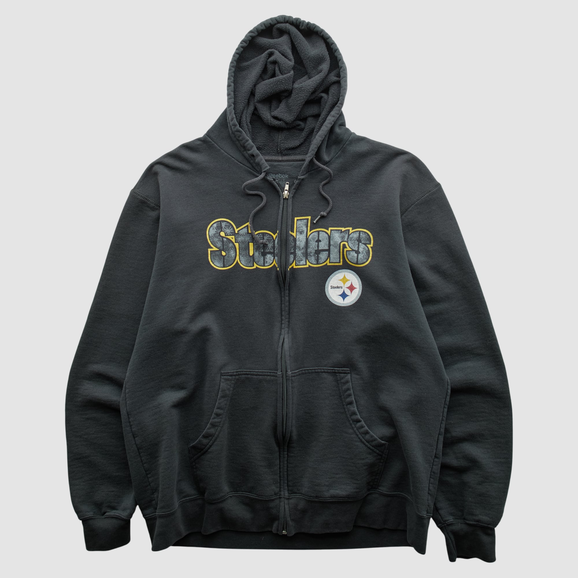 Pittsburgh Steelers Reebok 2000s Hooded Full Zip Sweatshirt - Charcoal - M