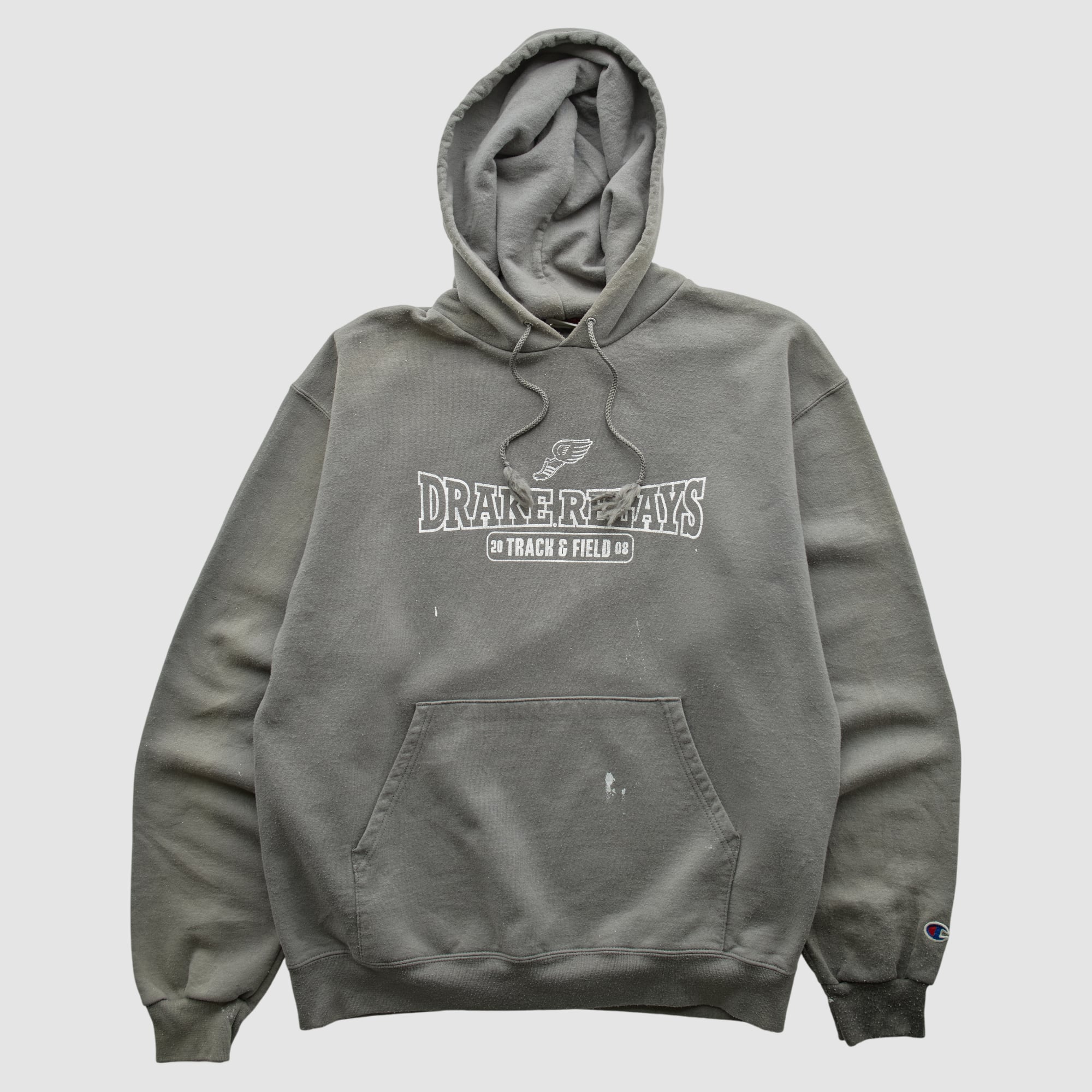 Drake Bulldogs Champion 2008 Hooded Sweatshirt - Gray - XS