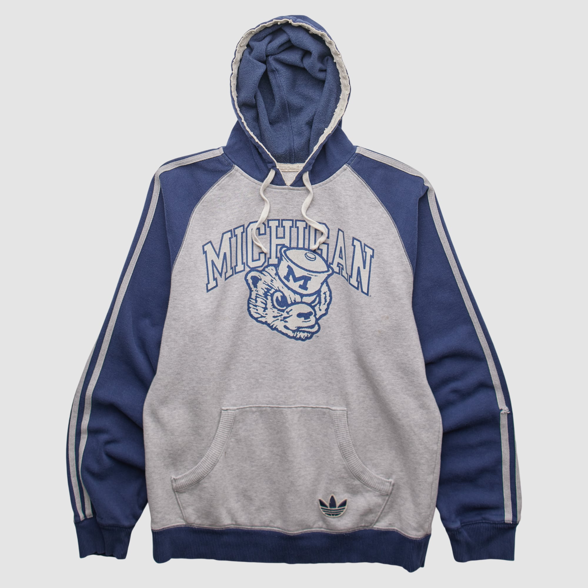 Michigan Wolverines Adidas 2010s Hooded Pullover Sweatshirt - Heather Gray - S